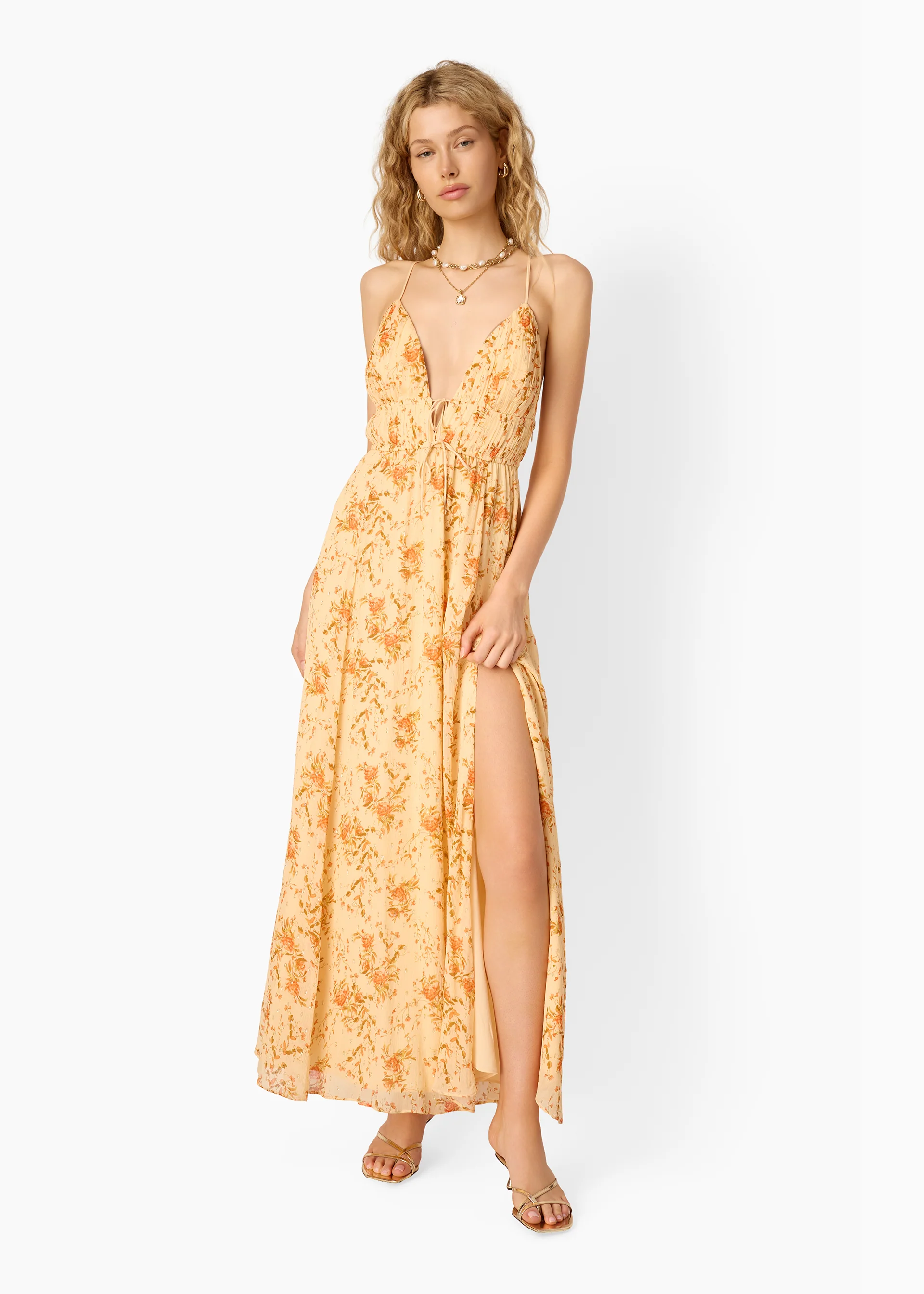 Dorinda Crinkle Chiffon Maxi Dress Golden Hour 3 Dorinda Crinkle Chiffon Maxi Dress Golden Hour