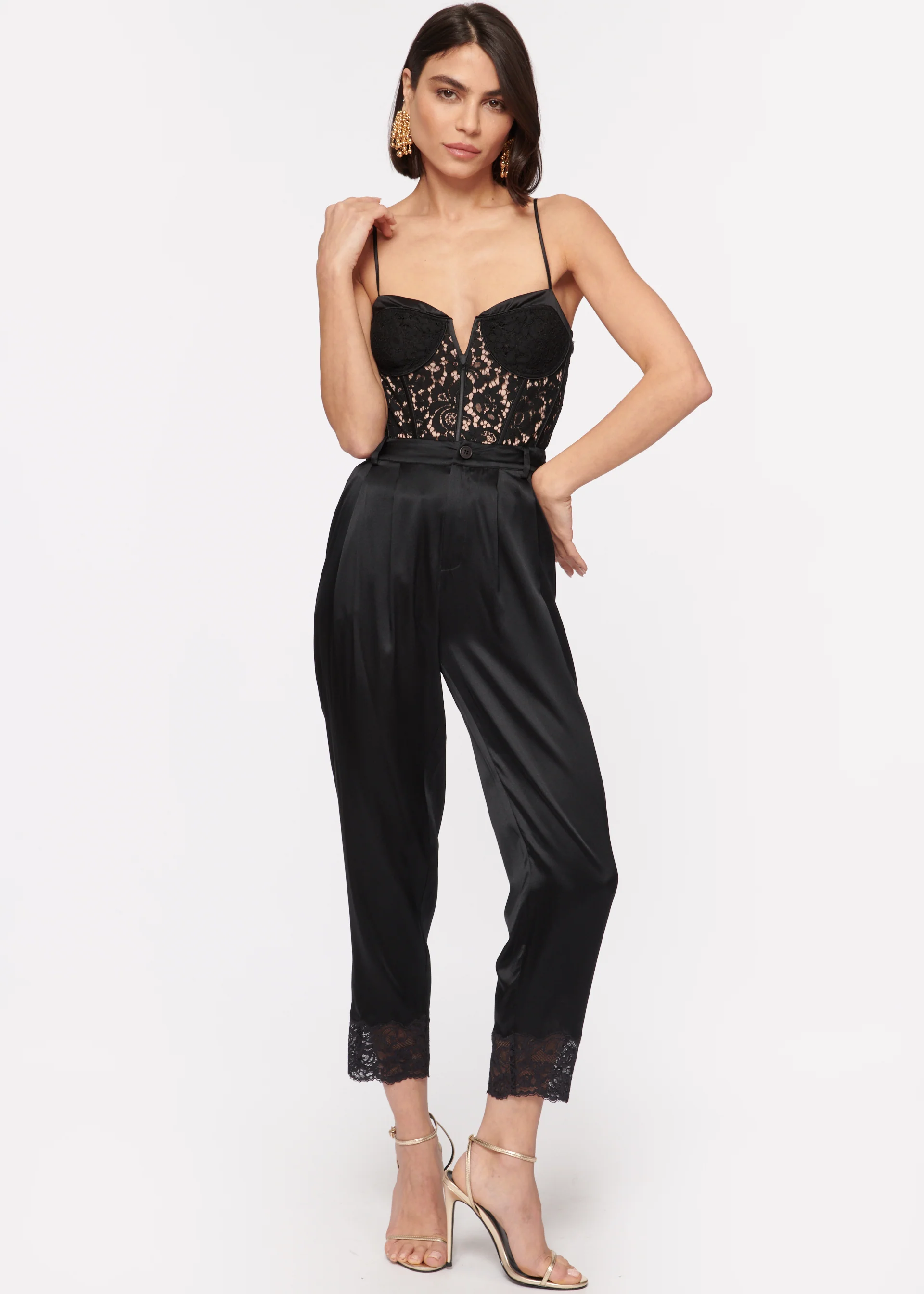 Anne Corded Lace Bodysuit Black