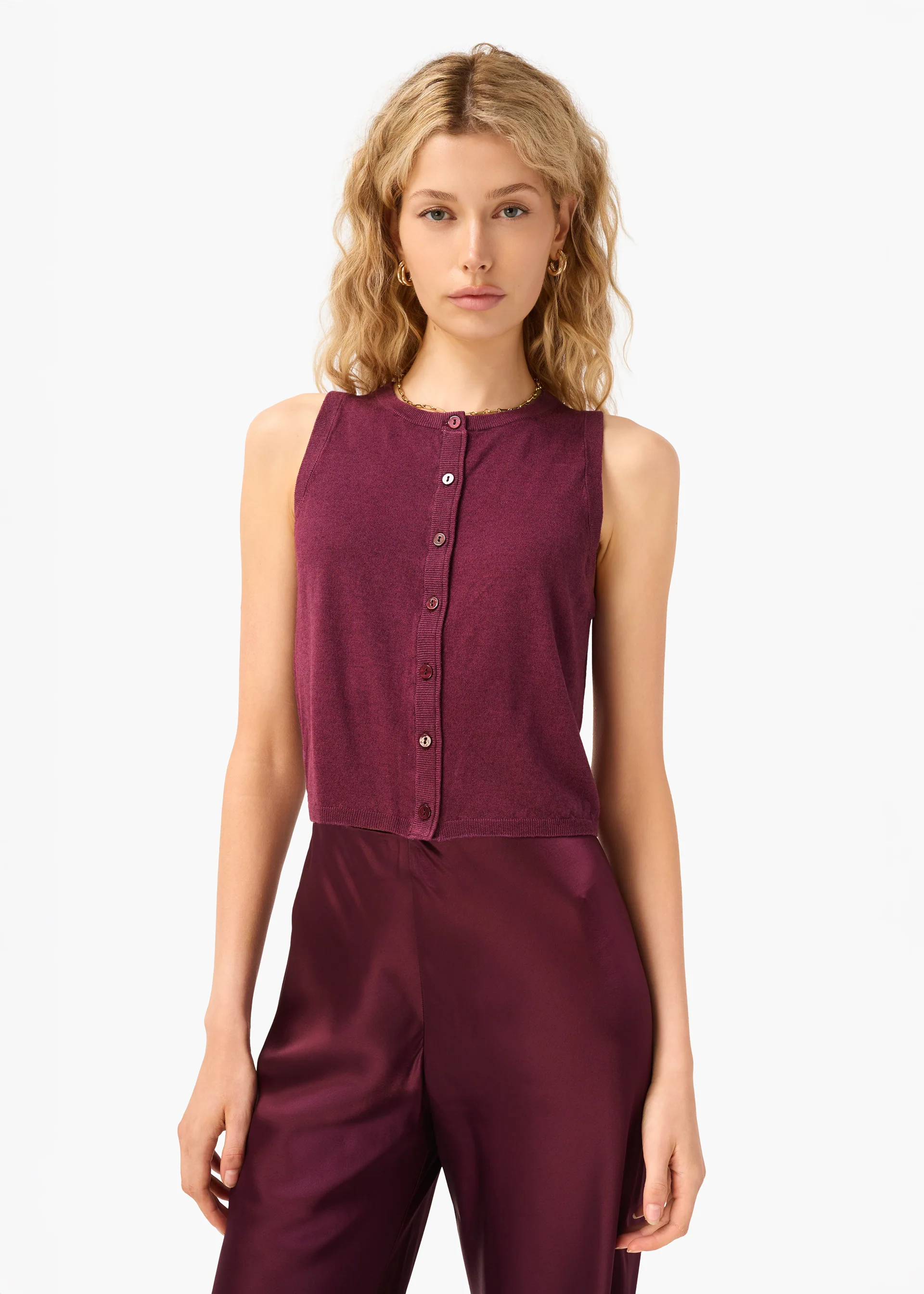Dia Silk Cashmere Sweater Vest Blackberry