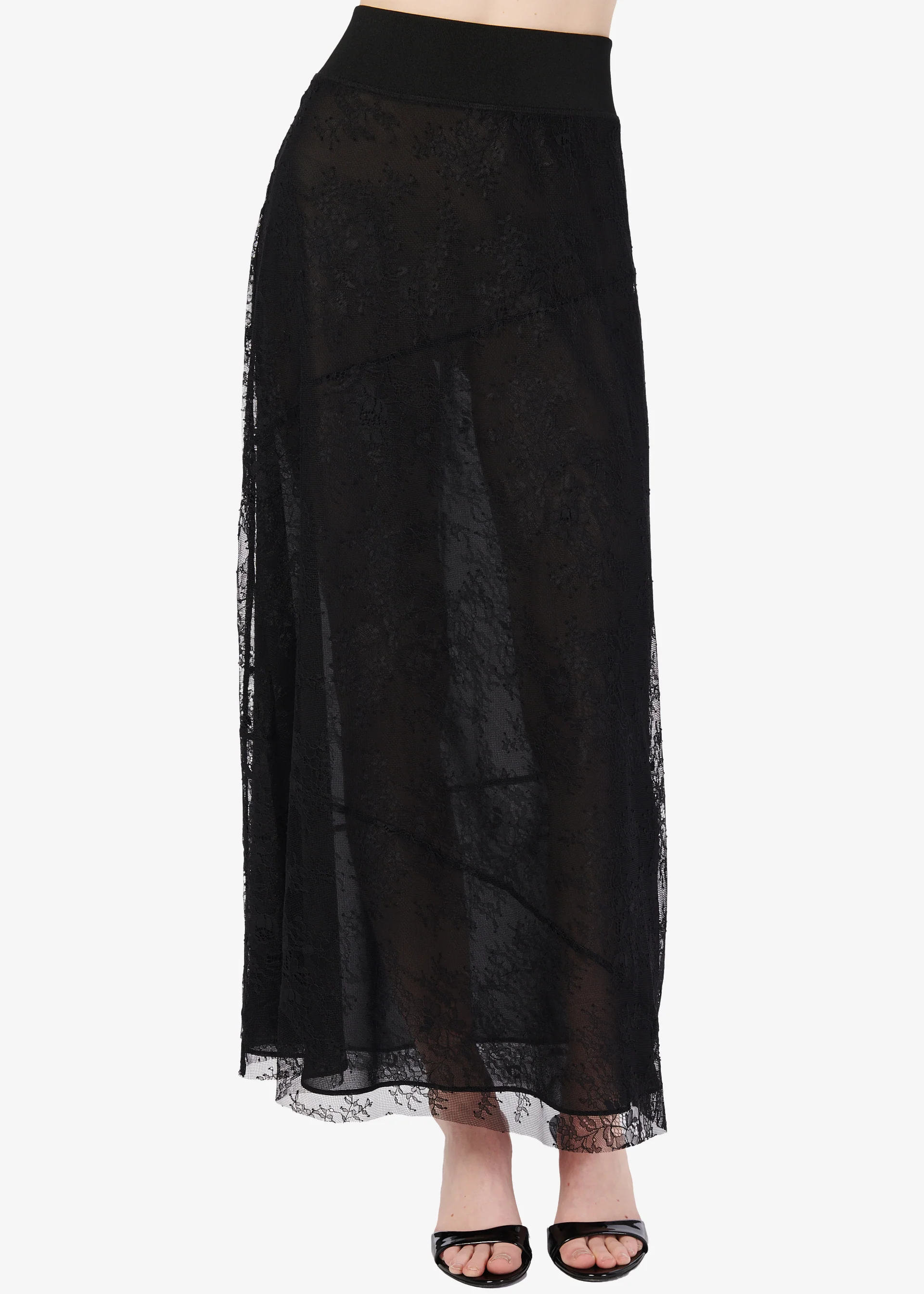 Eudora Sheer Lace Skirt Black