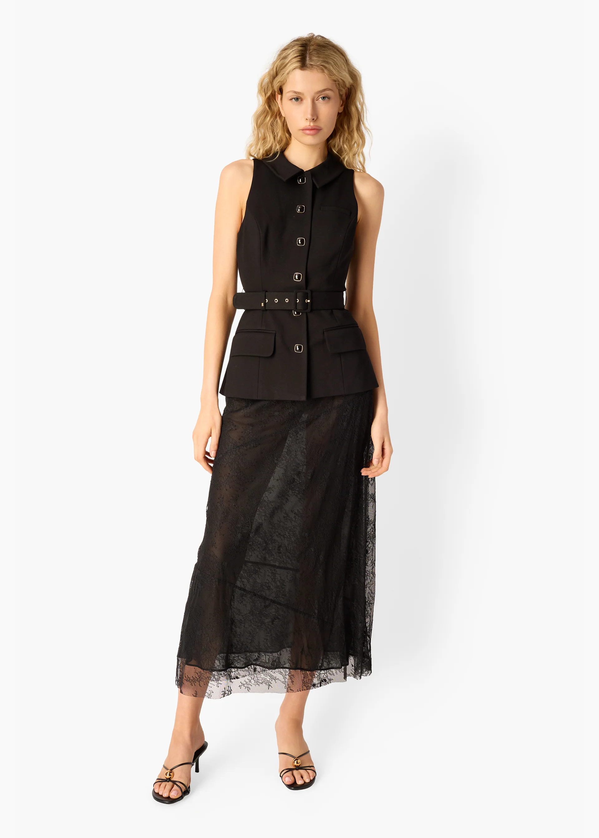 Eudora Sheer Lace Skirt Black