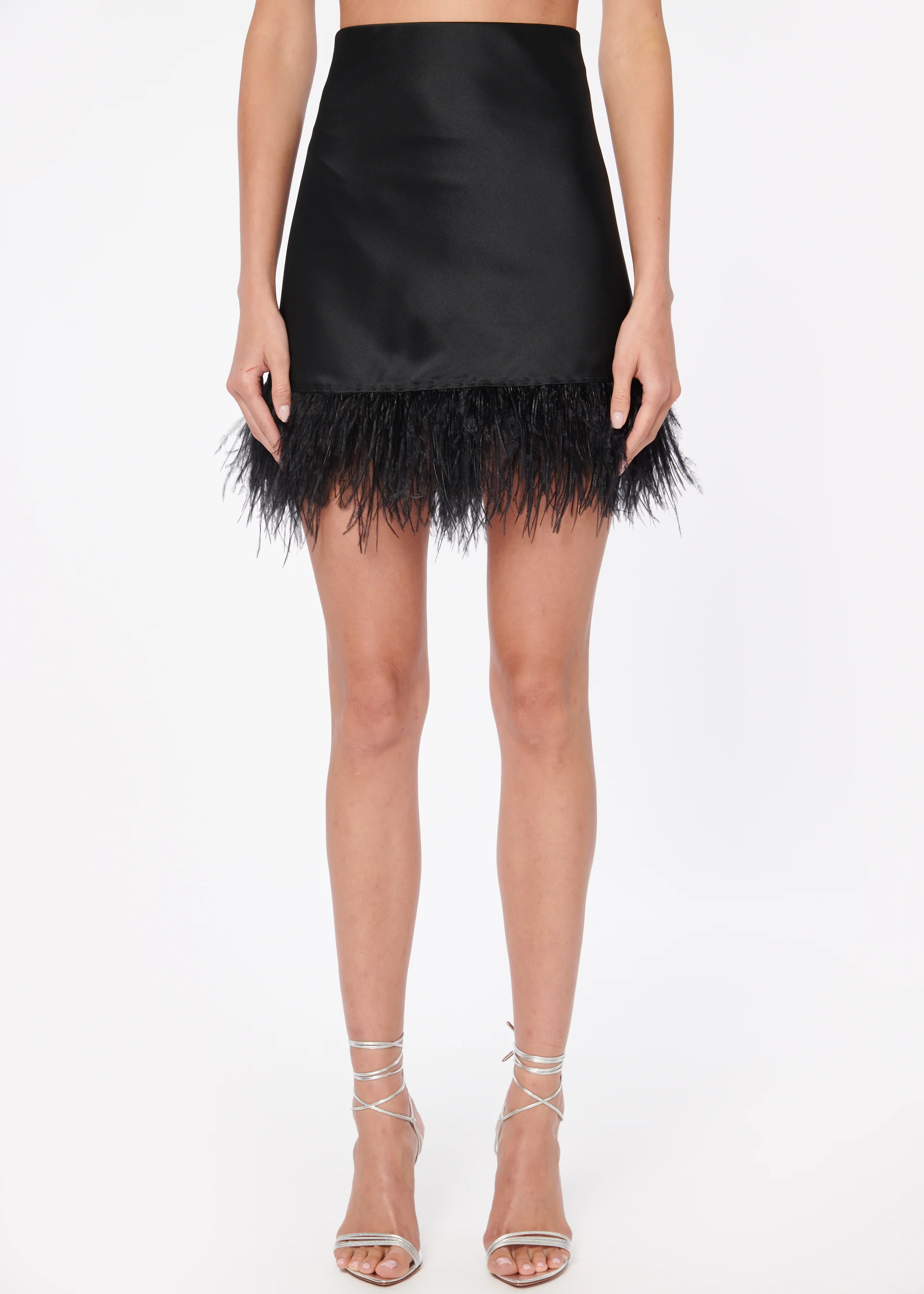 Aviva Feather Mini Skirt Black
