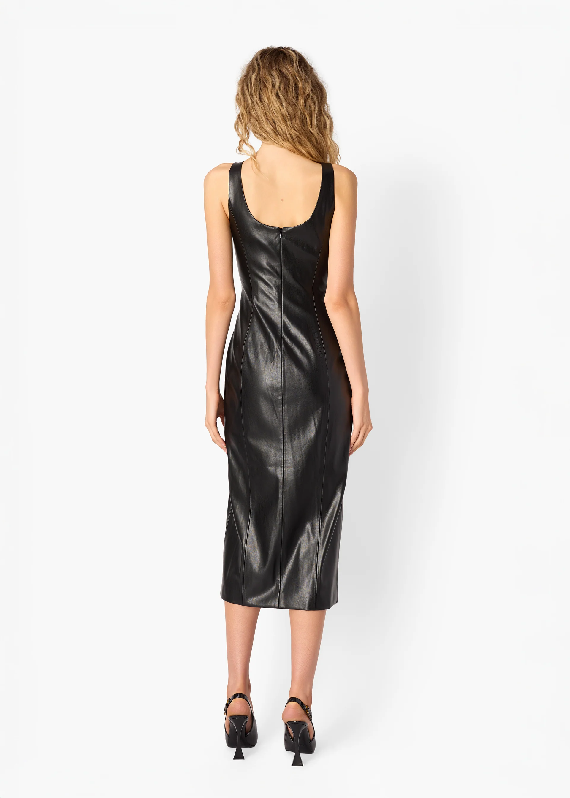 Kirby Vegan Leather Midi Dress Black 4 Kirby Vegan Leather Midi Dress Black