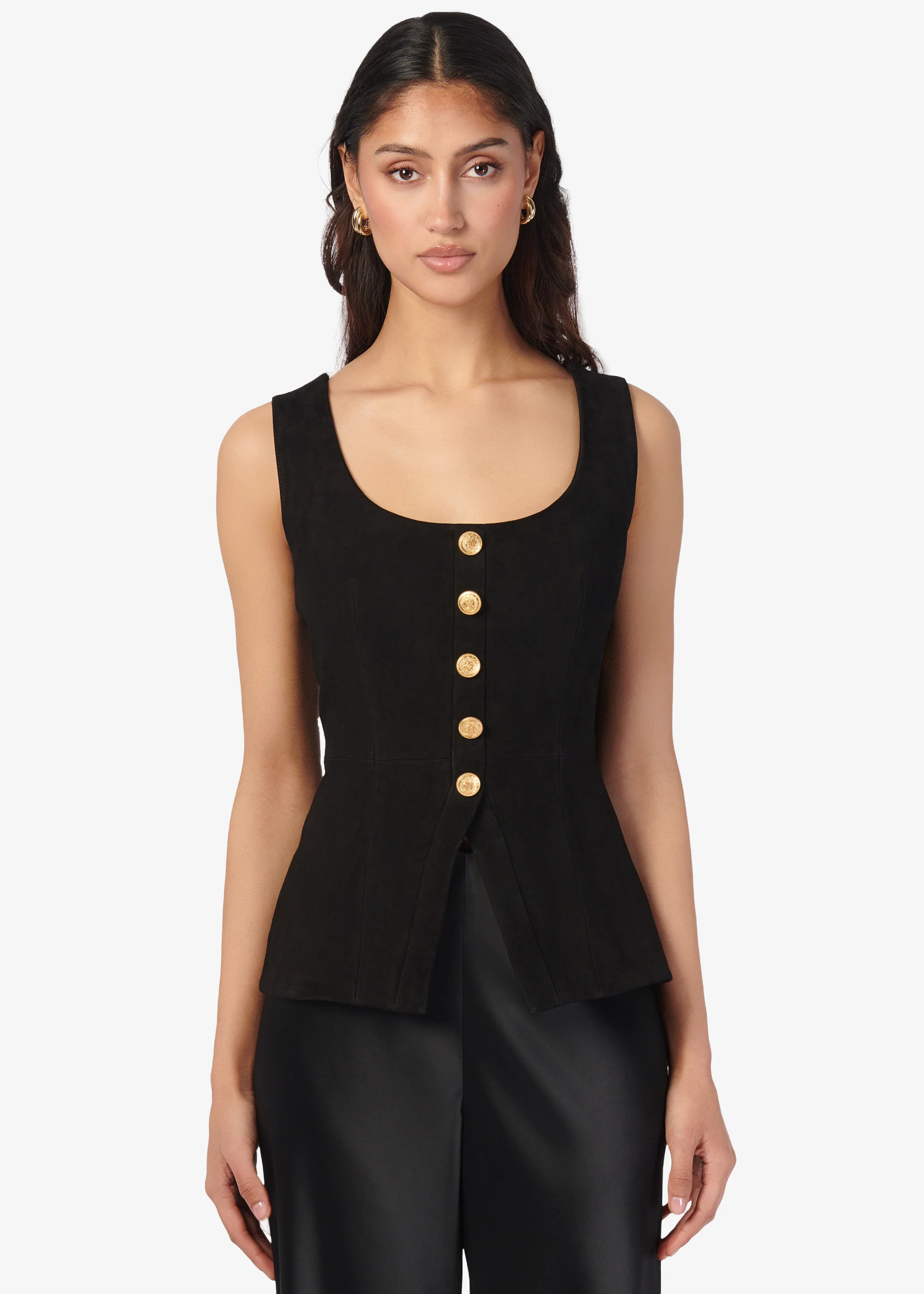 Nolan Suede Corset Top Black