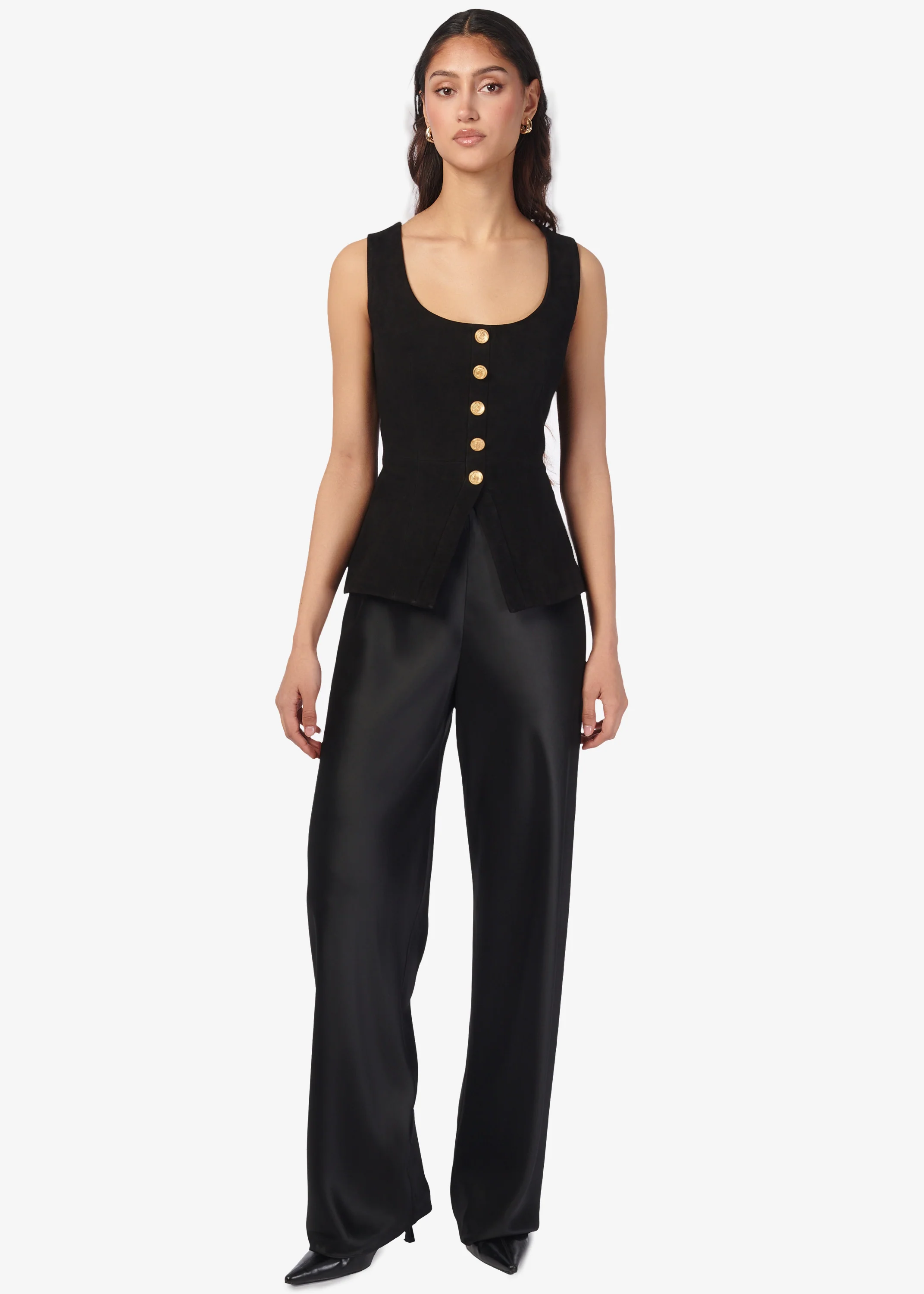 Nolan Suede Corset Top Black