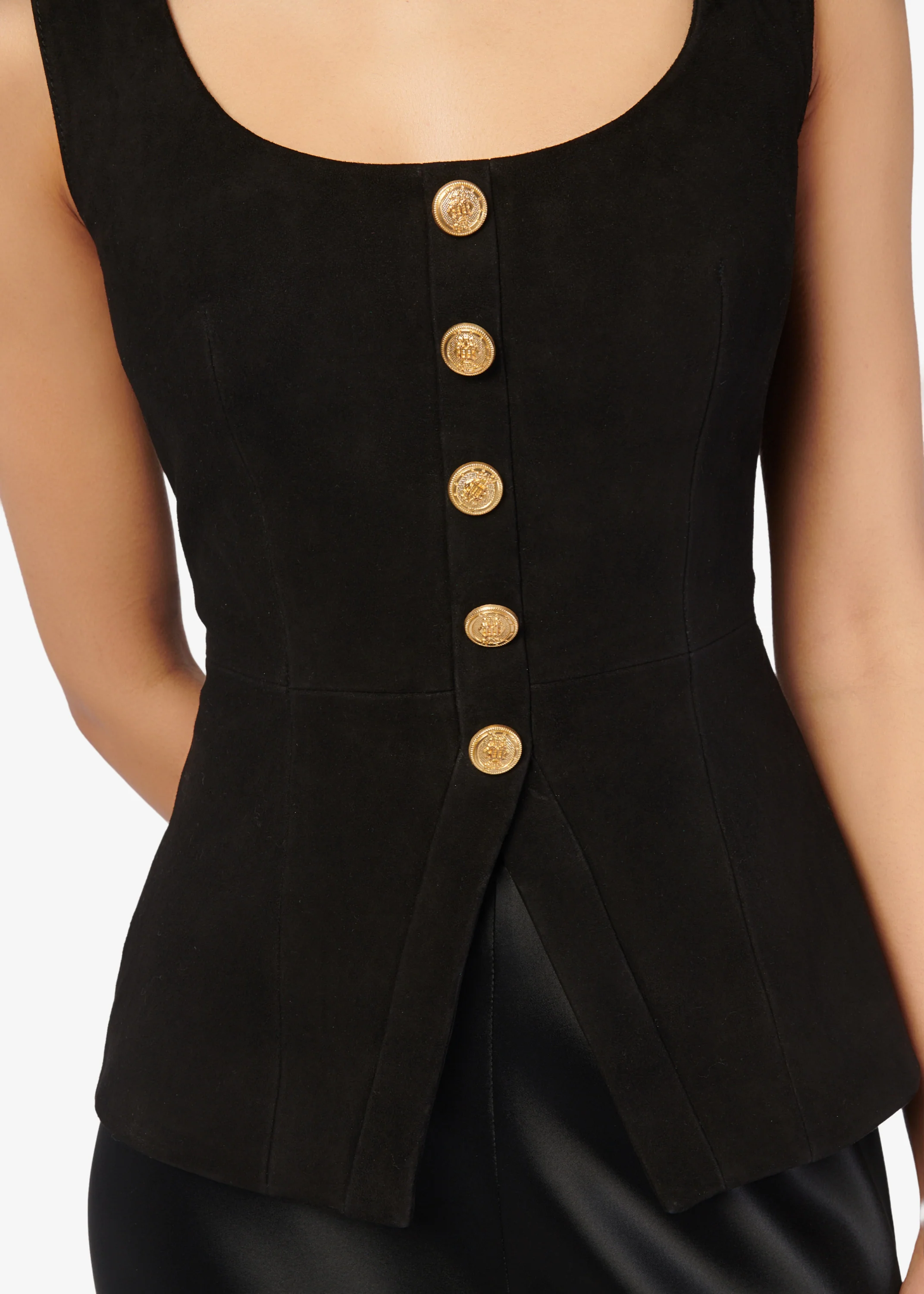 Nolan Suede Corset Top Black