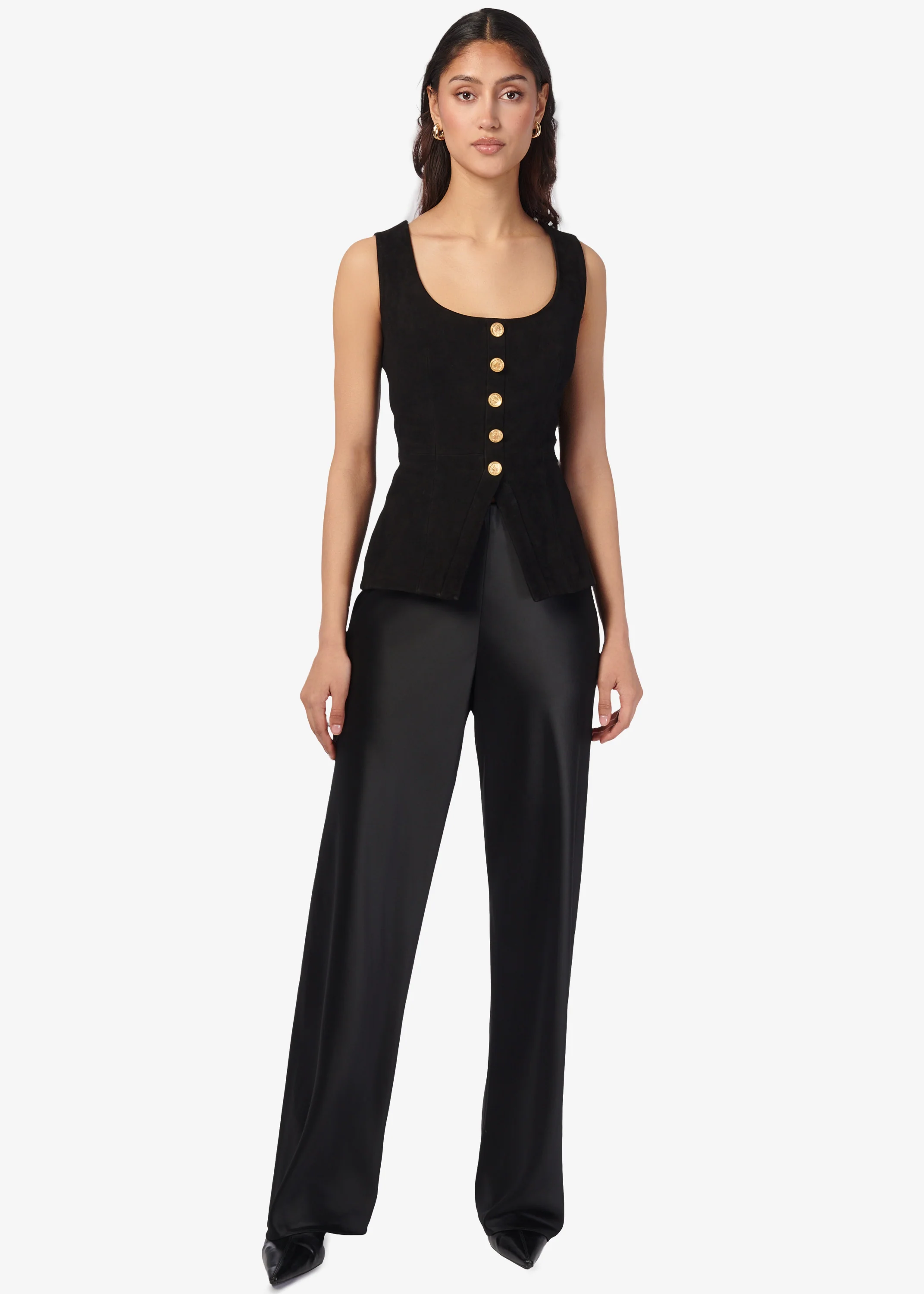 Nolan Suede Corset Top Black