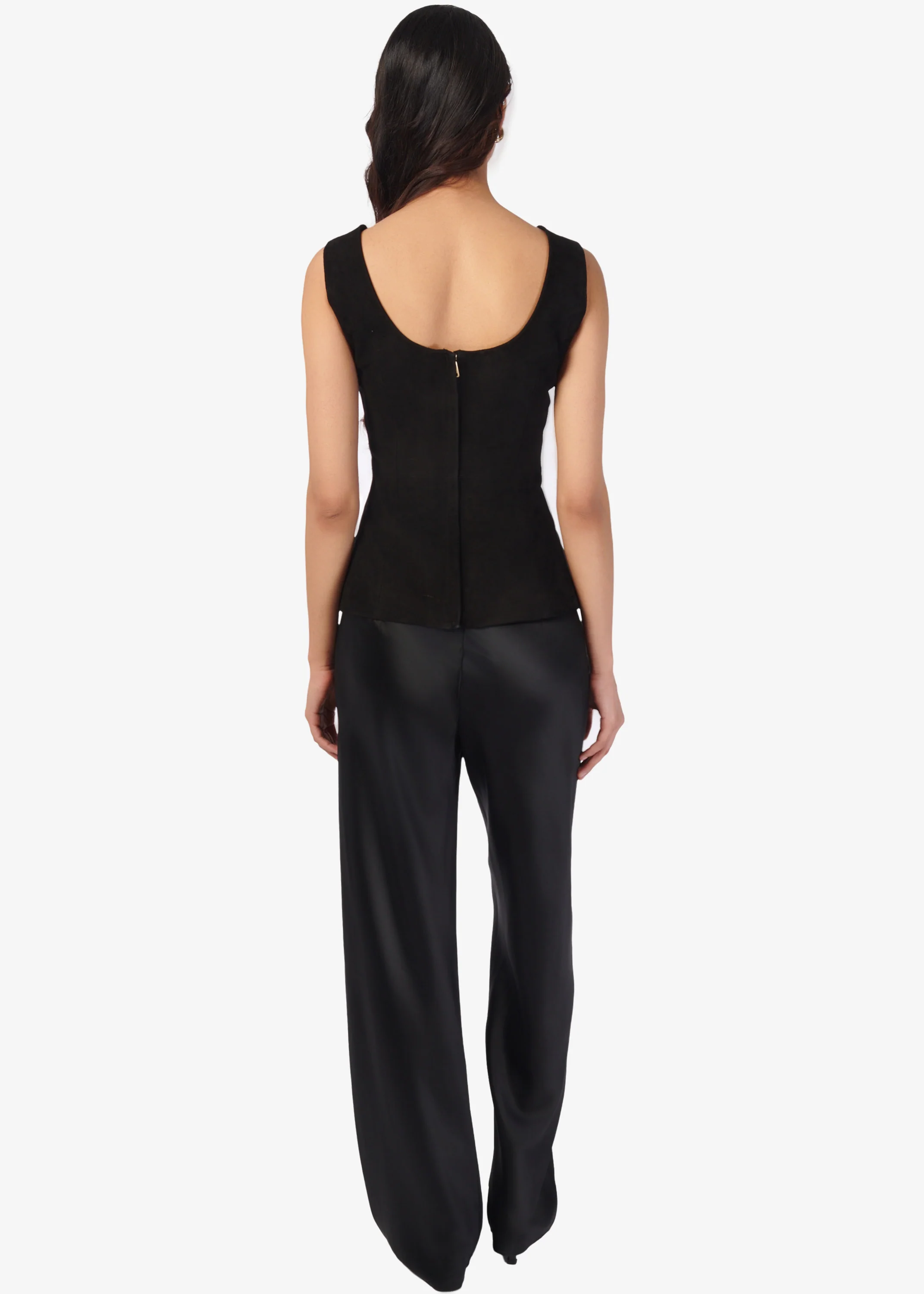 Nolan Suede Corset Top Black