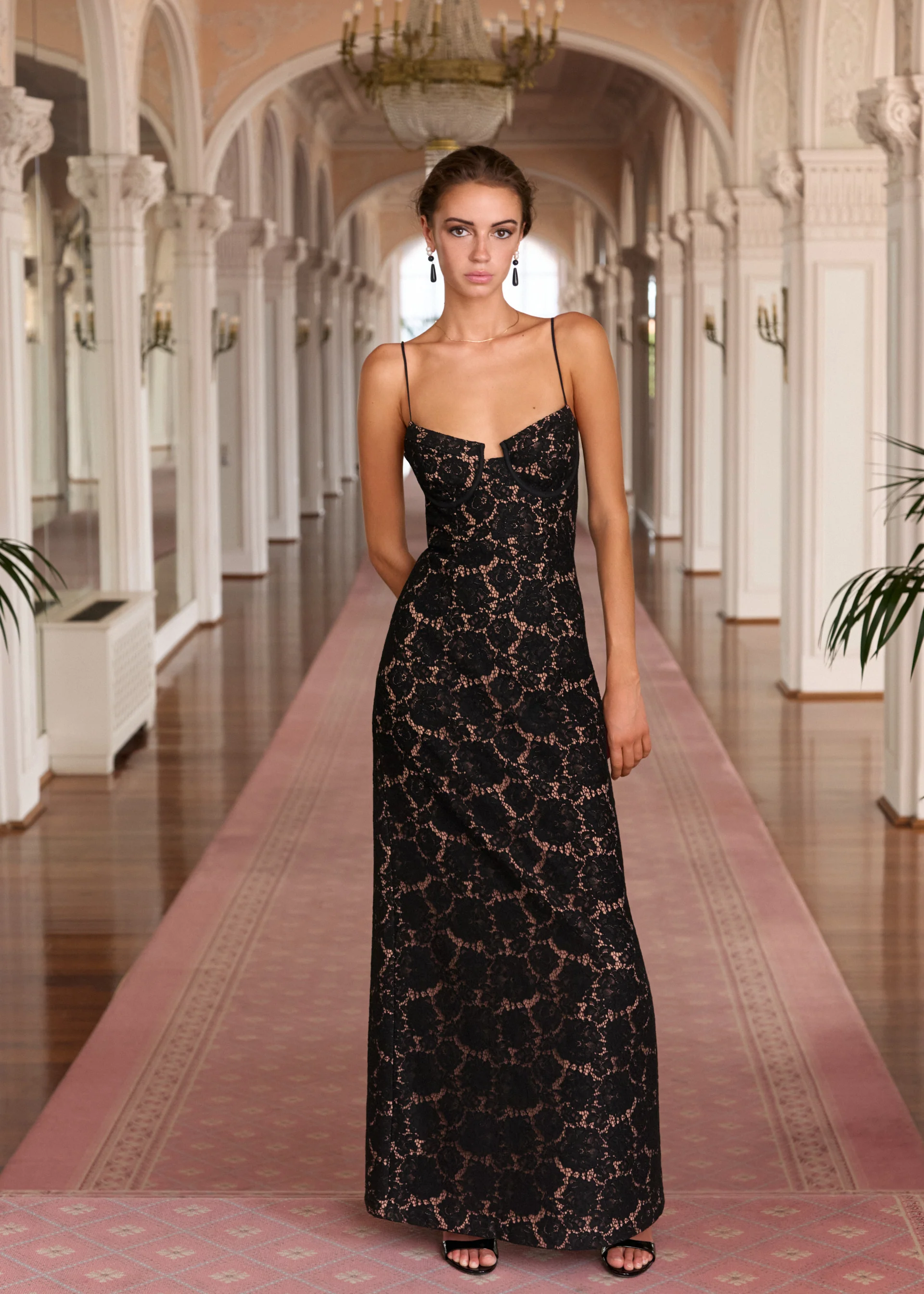 Rosaria Lace Gown Black