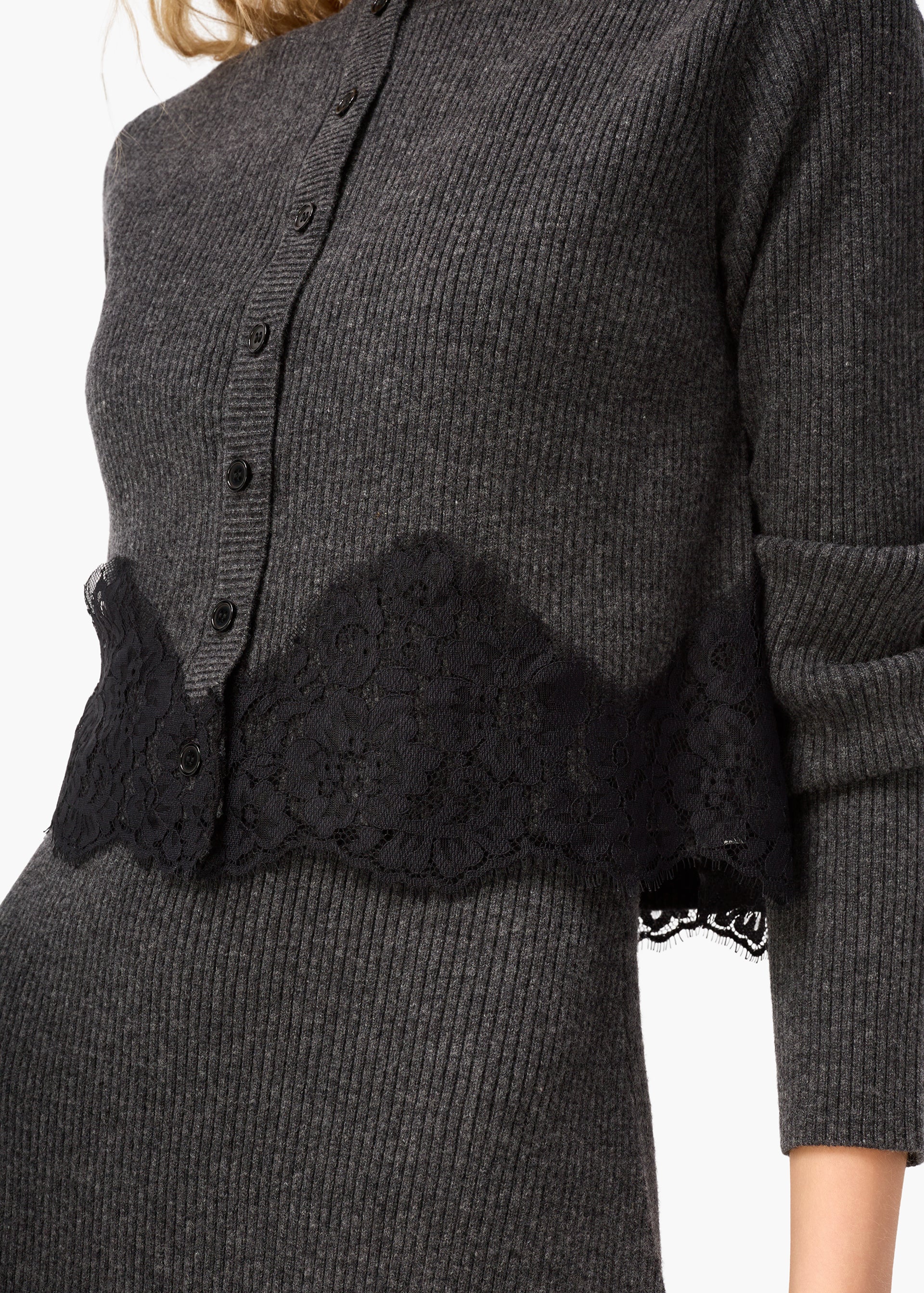 Roxie Cropped Knit Cardigan Carbon