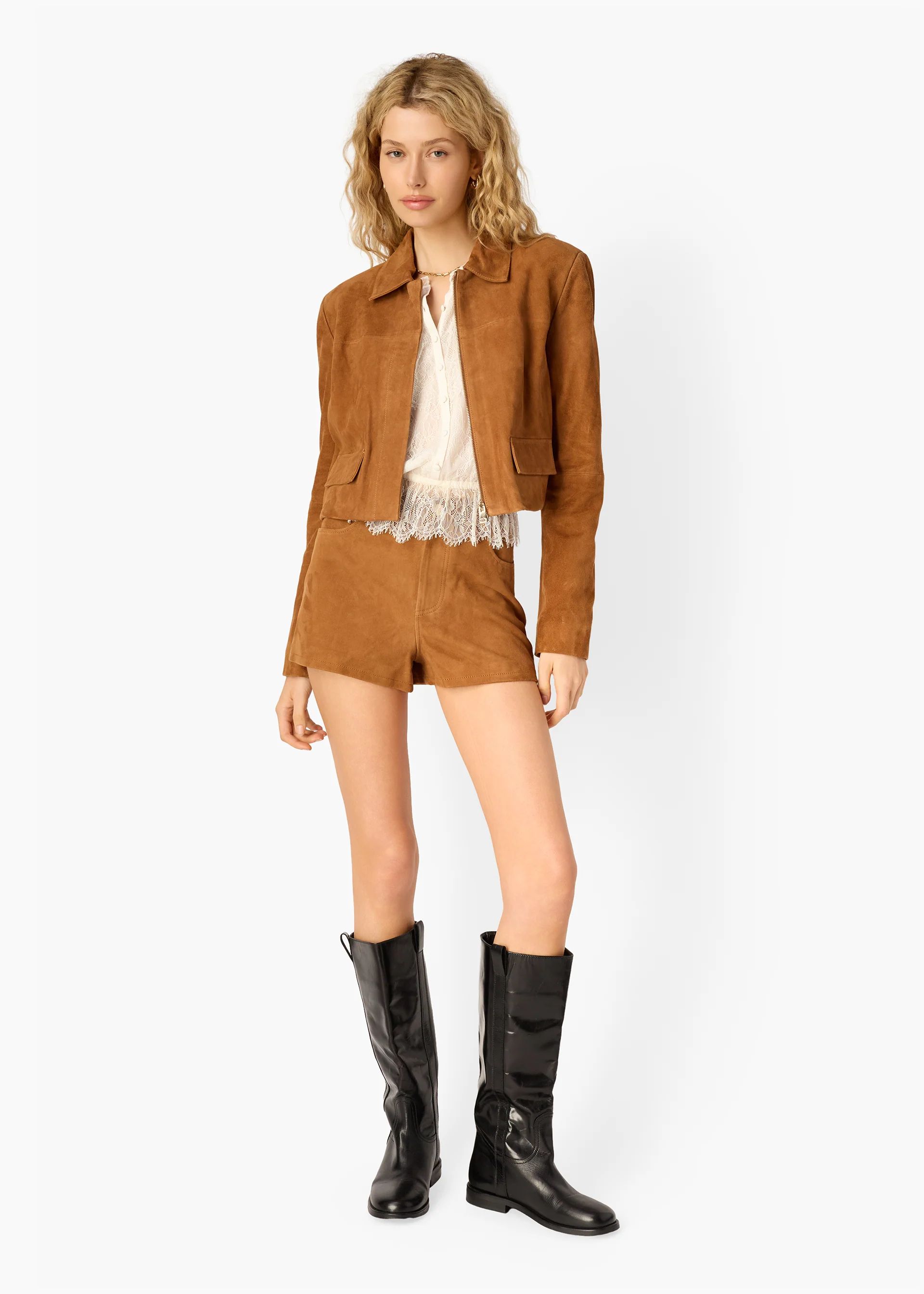 Sullivan Suede Cropped Jacket Cognac 3 Sullivan Suede Cropped Jacket Cognac