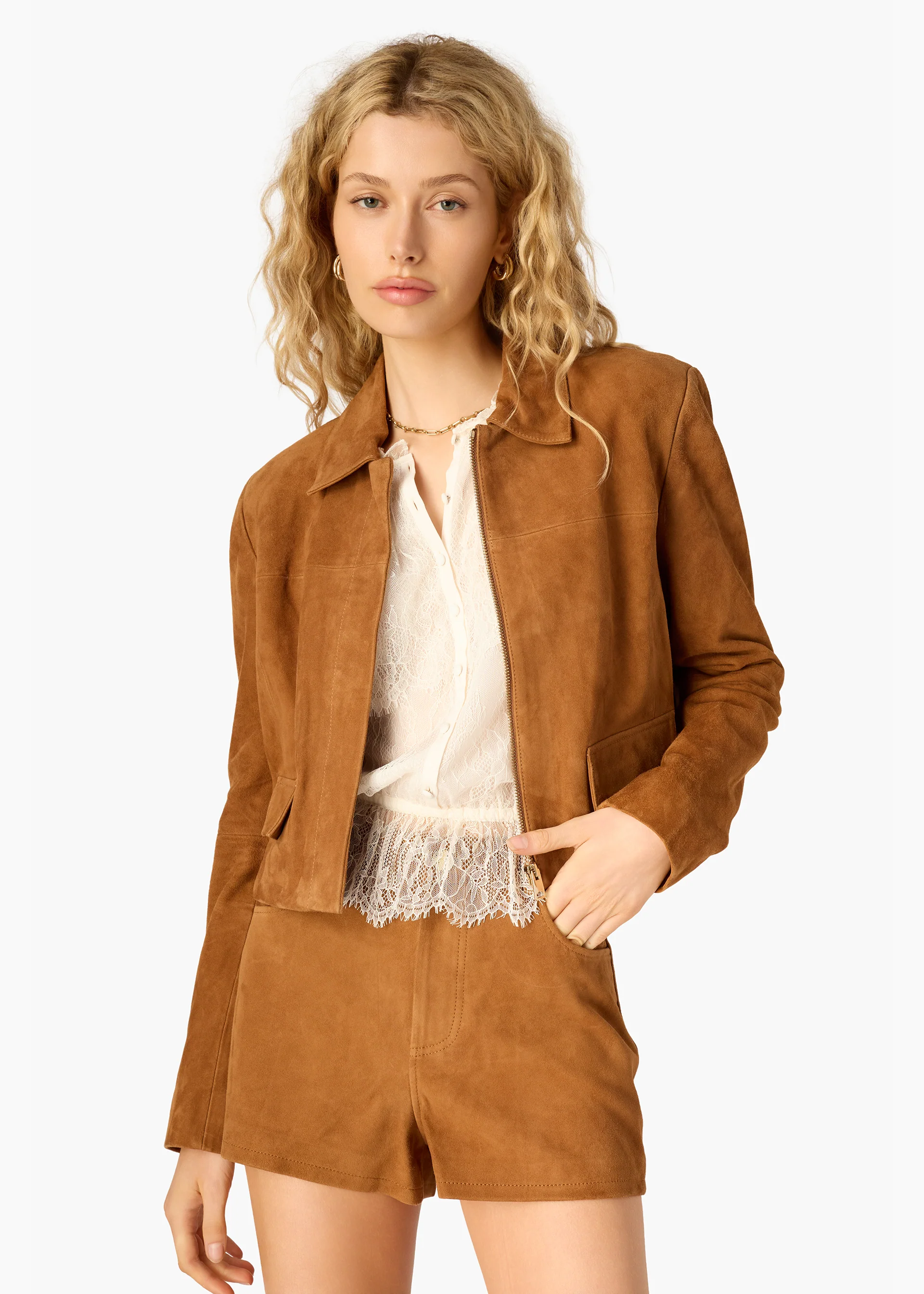 Sullivan Suede Cropped Jacket Cognac 4 Sullivan Suede Cropped Jacket Cognac