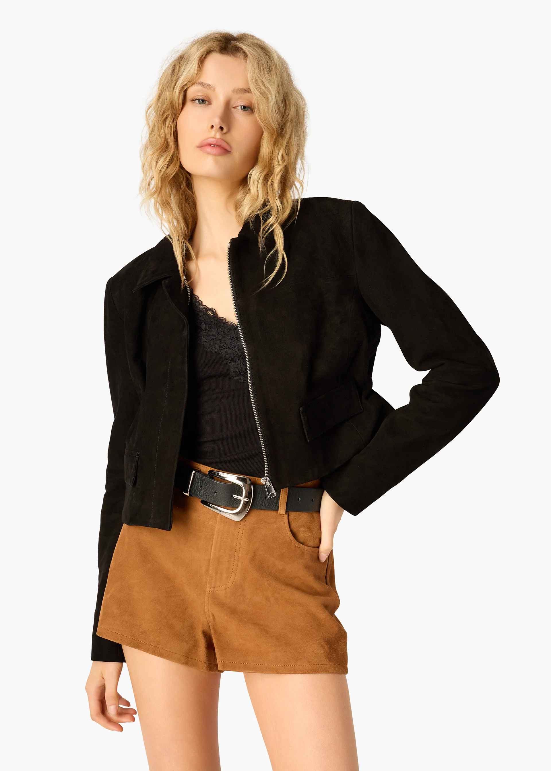 Sullivan Suede Cropped Jacket Black 4 Sullivan Suede Cropped Jacket Black