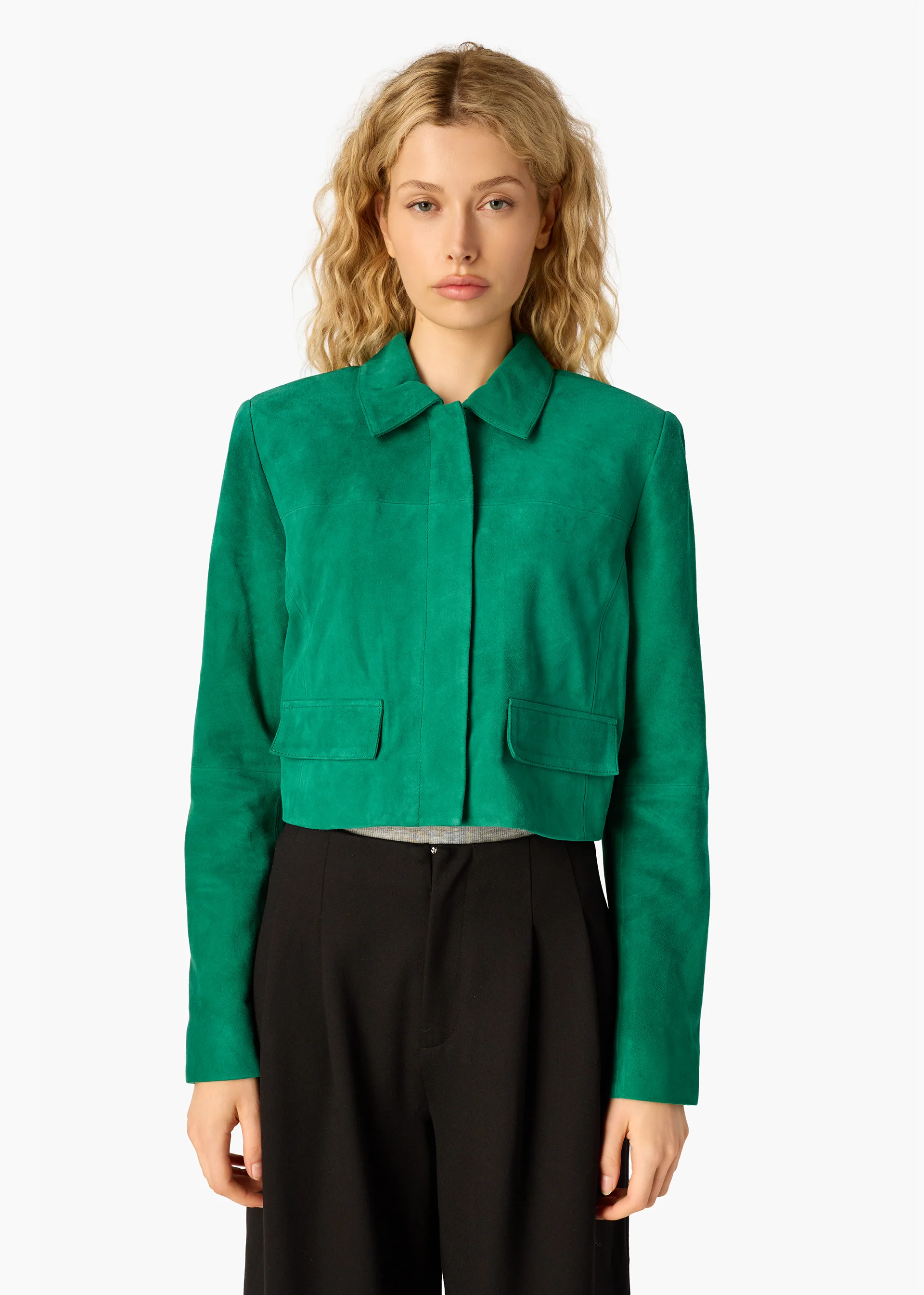 Sullivan Suede Cropped Jacket Verdant