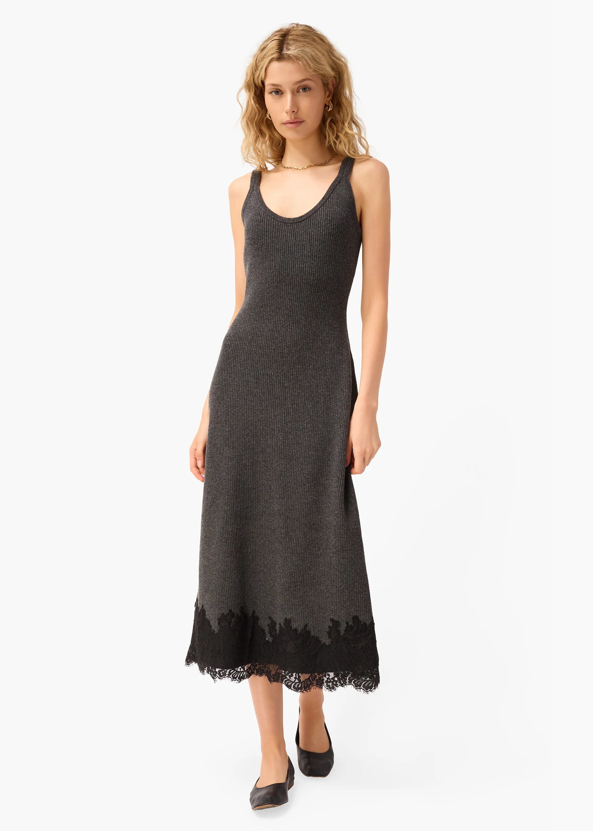Una Knit Midi Dress Carbon