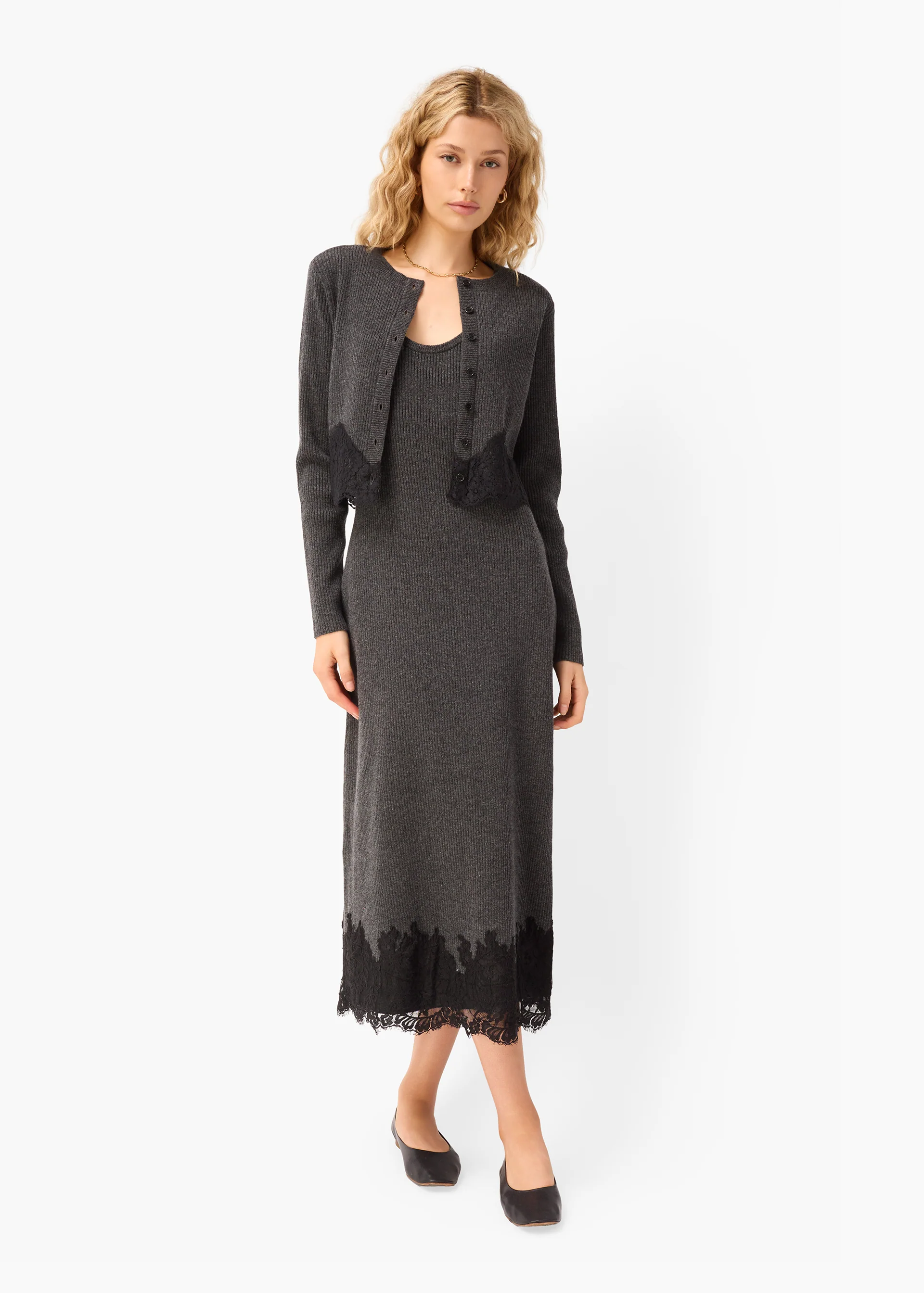 Una Knit Midi Dress Carbon