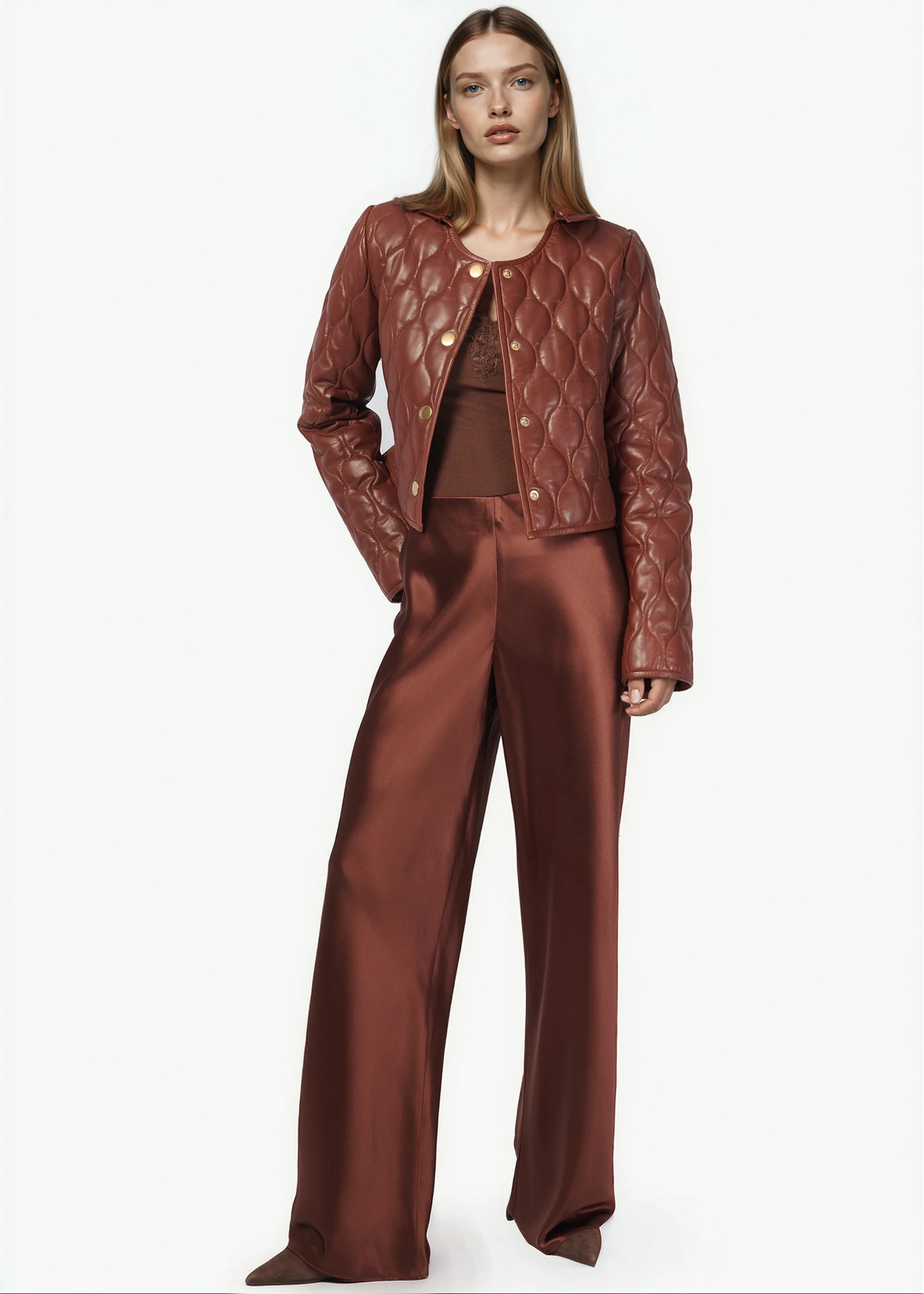 Wanda Genuine Leather Jacket Mousse