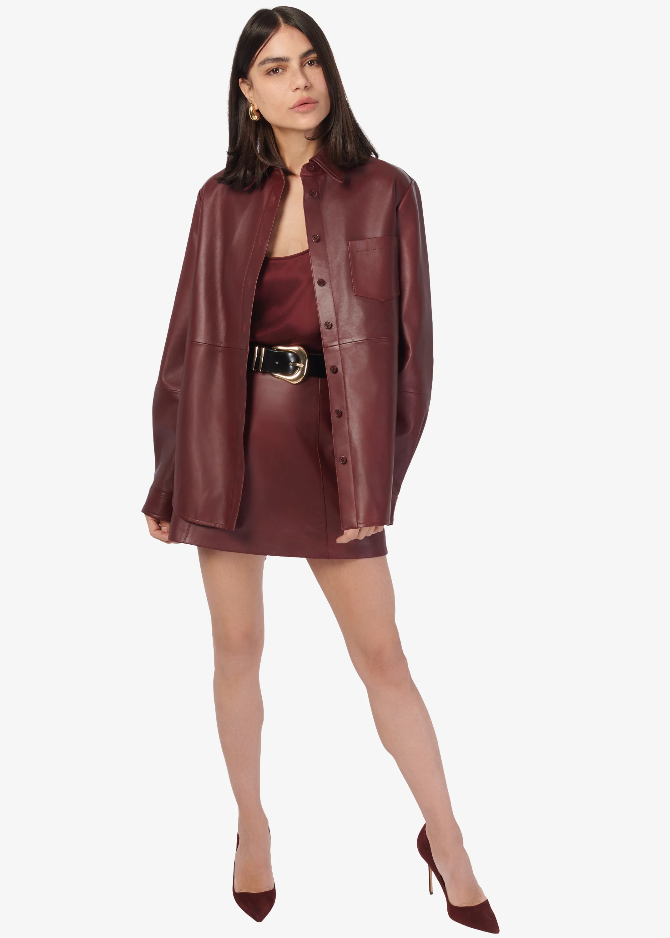 Wendell Genuine Leather Shirt Jacket Syrah