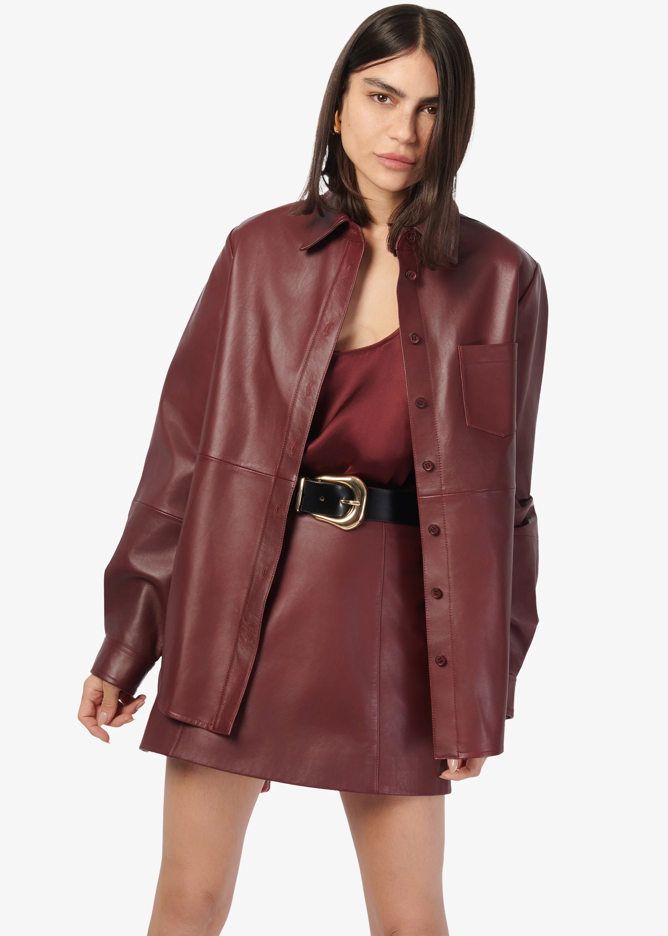 Wendell Genuine Leather Shirt Jacket Syrah 3 Wendell Genuine Leather Shirt Jacket Syrah