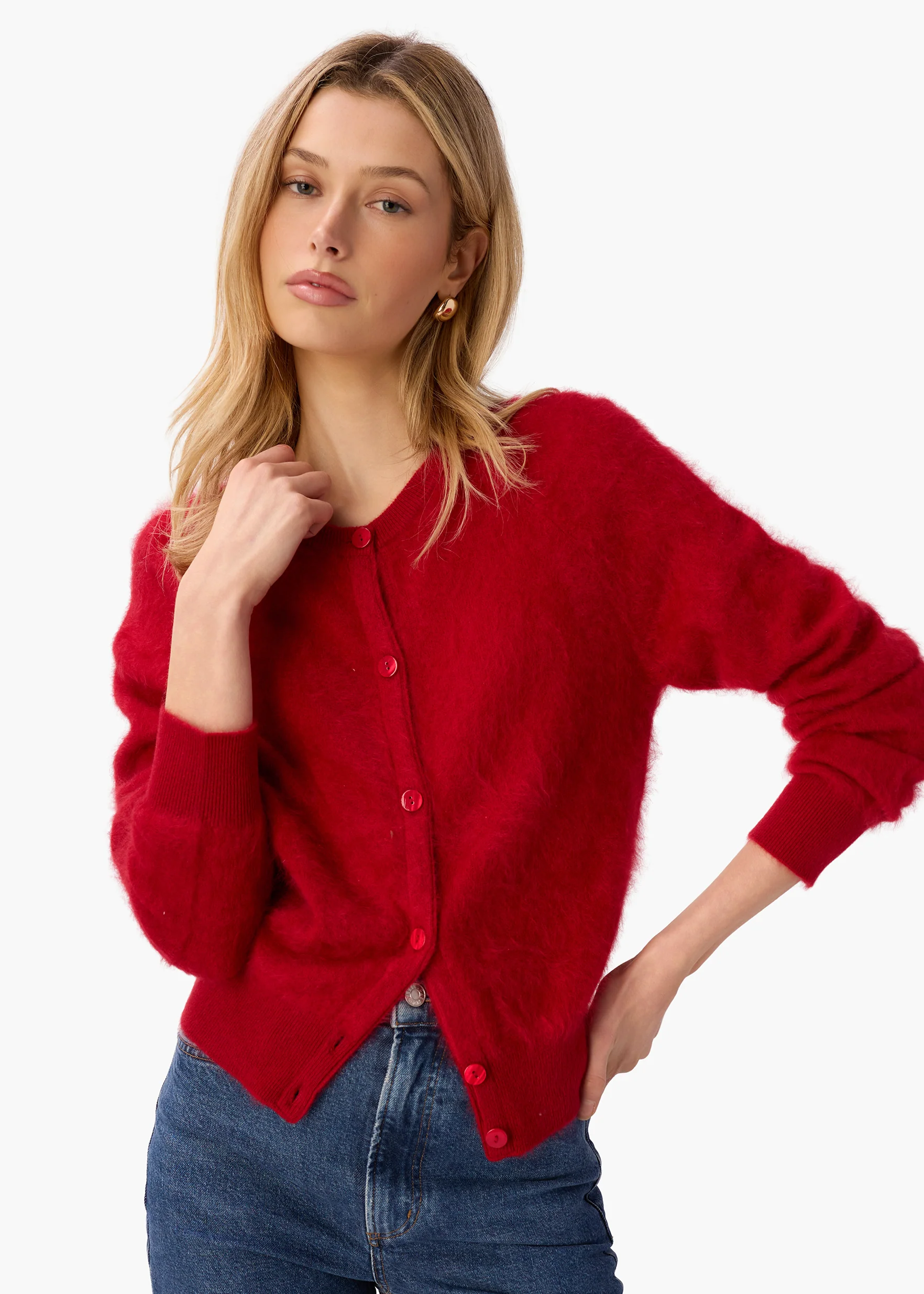 Dorian Cashmere Cardigan Poppy