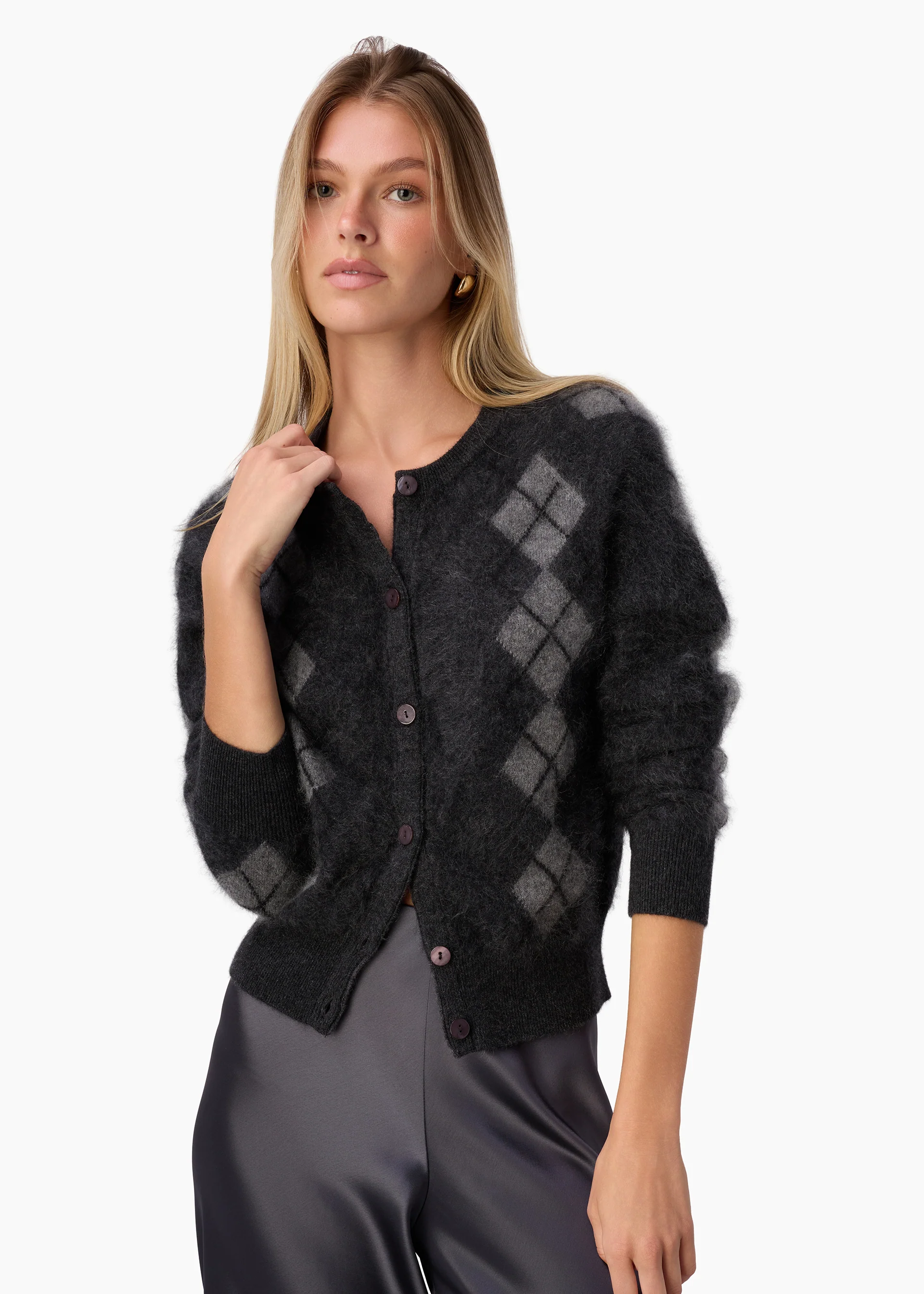 Dorian Cashmere Cardigan Gray Argyle 3 Dorian Cashmere Cardigan Gray Argyle