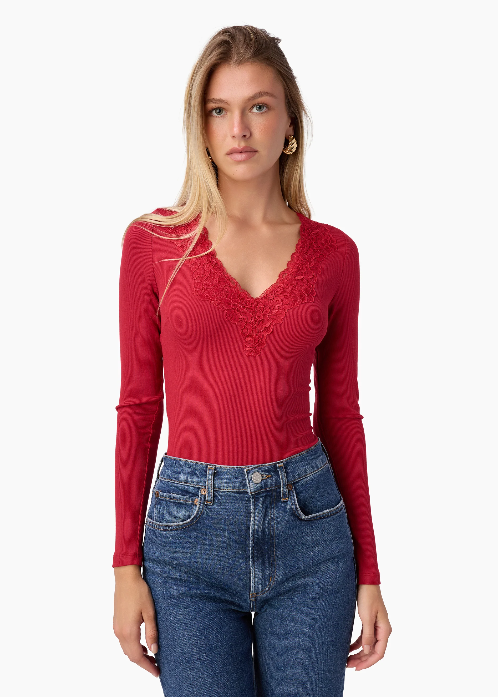Rooney Rib Knit Top Poppy
