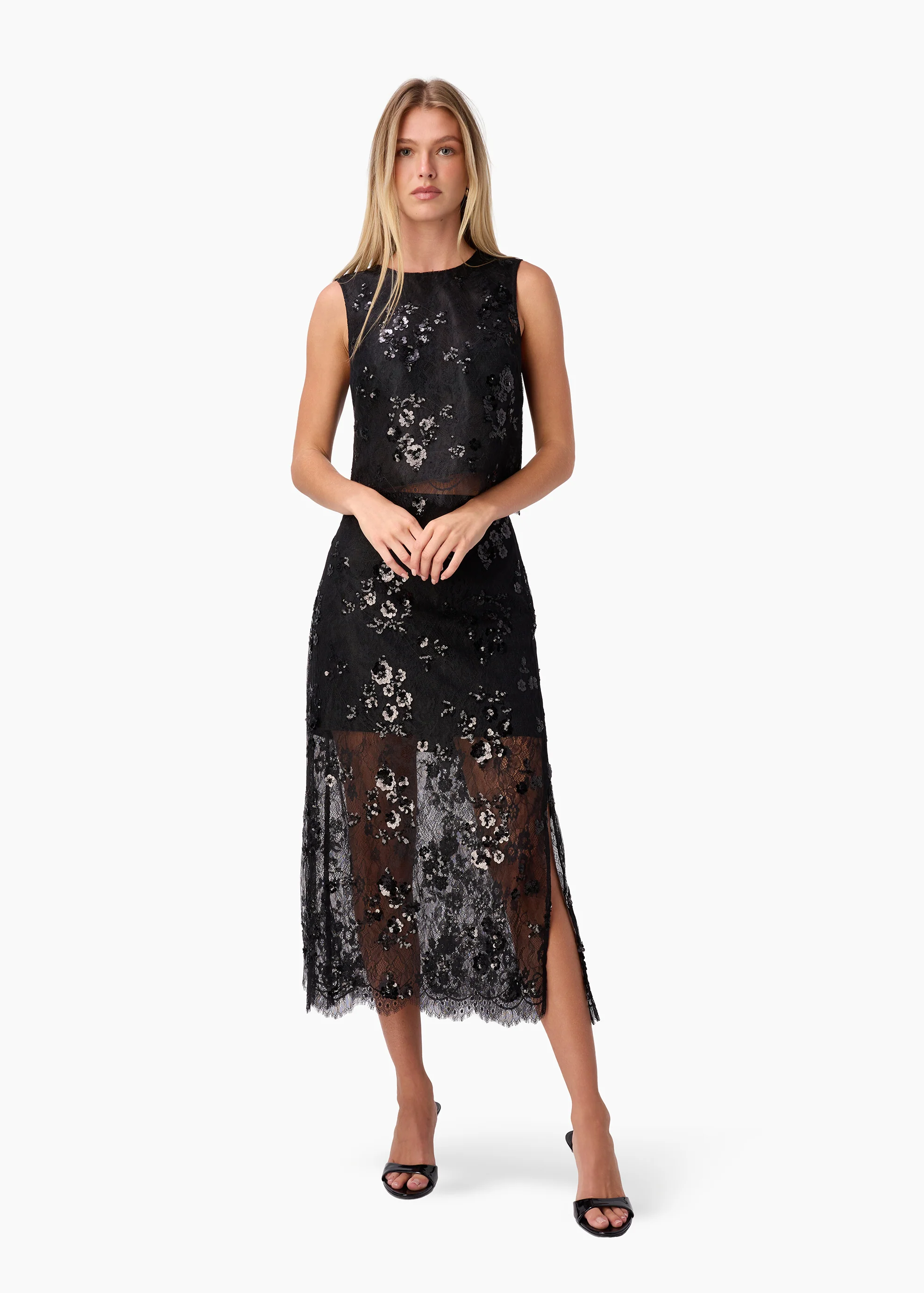 Aracely Sequin Lace Cropped Top Black 3 Aracely Sequin Lace Cropped Top Black