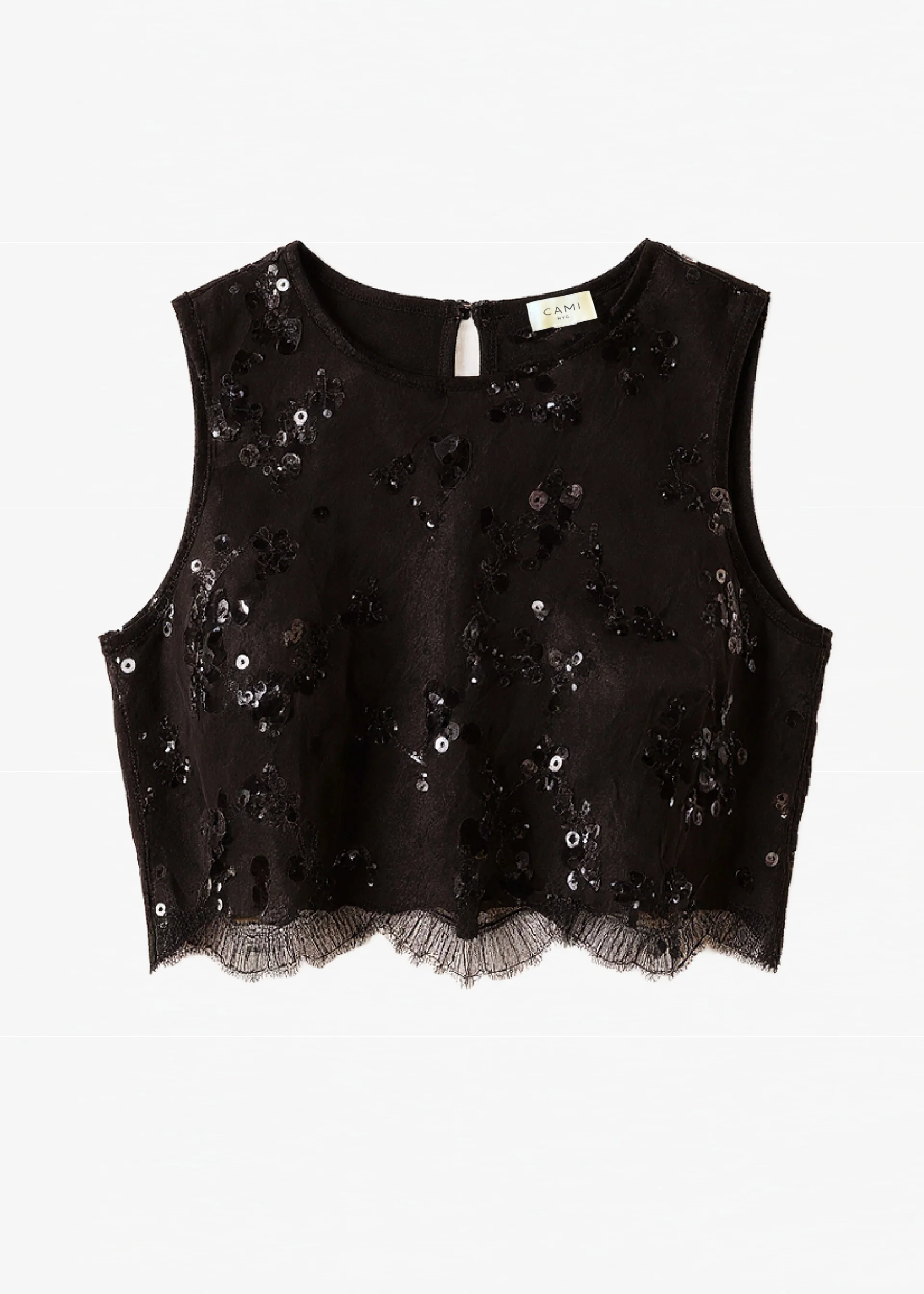 Aracely Sequin Lace Cropped Top Black 5 Aracely Sequin Lace Cropped Top Black