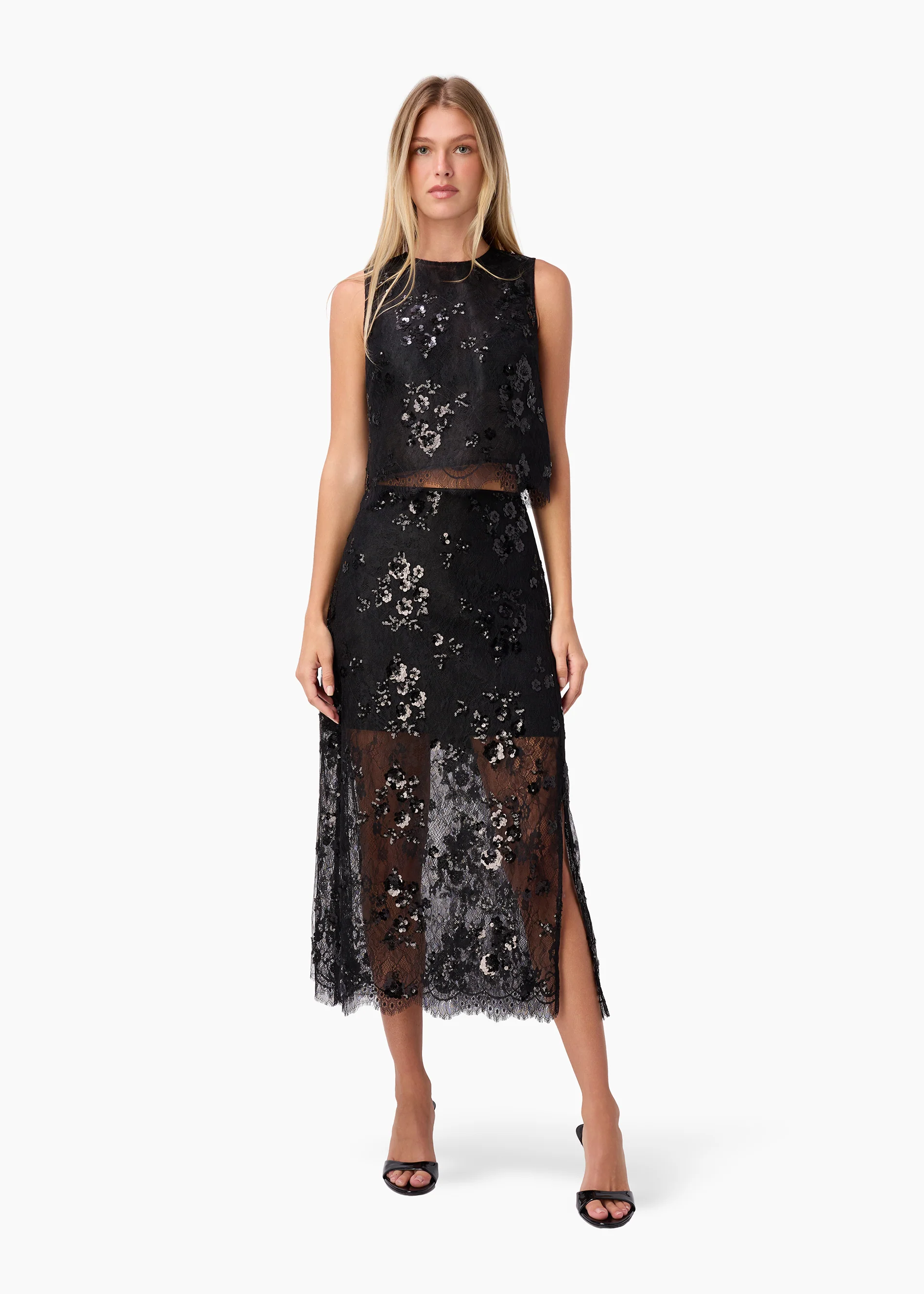 Aylin Sequin Lace Midi Skirt Black 3 Aylin Sequin Lace Midi Skirt Black