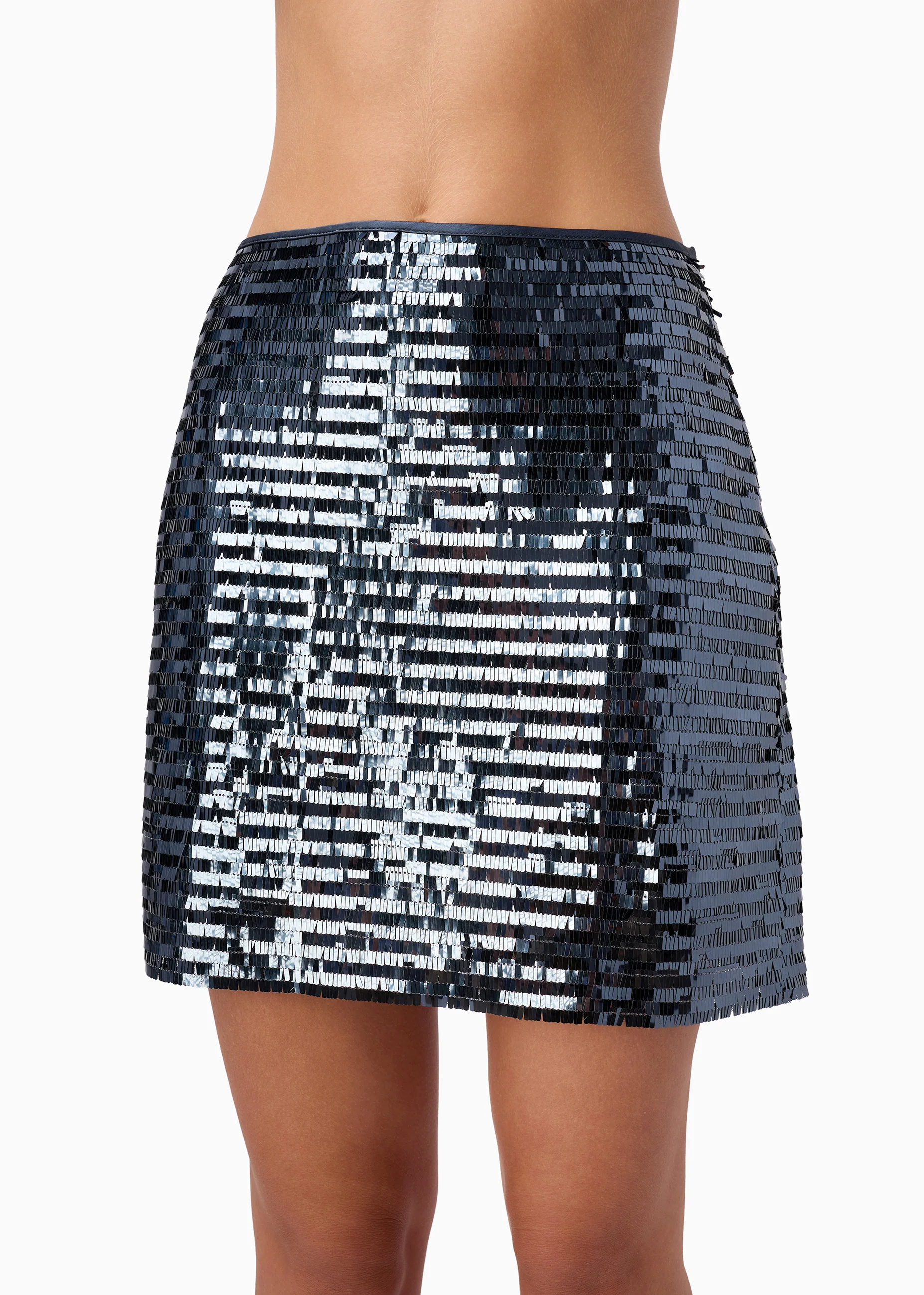 Fayruz Mid Rise Sequin Mini Skirt Coal