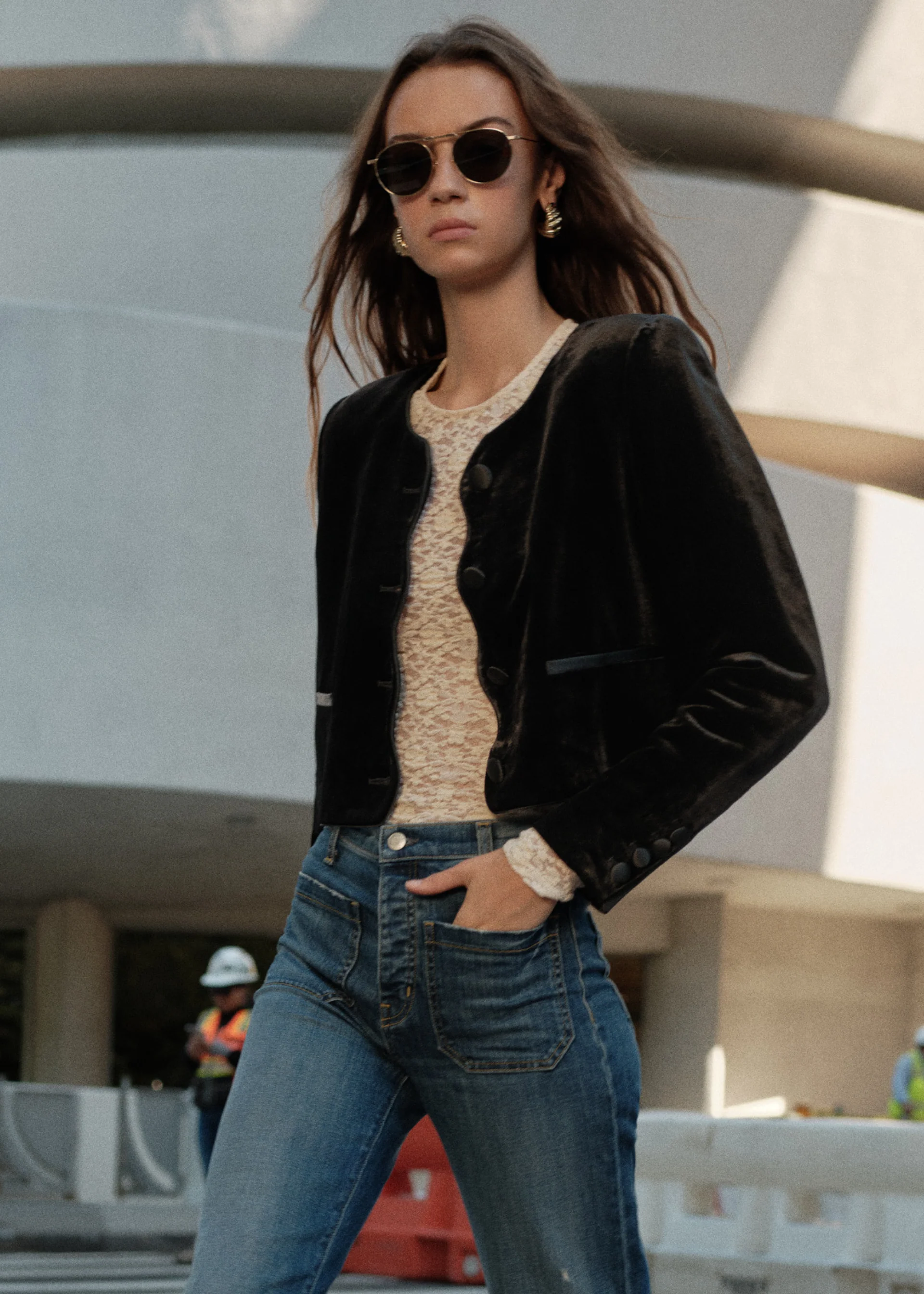 Apollonia Velvet Blazer Black