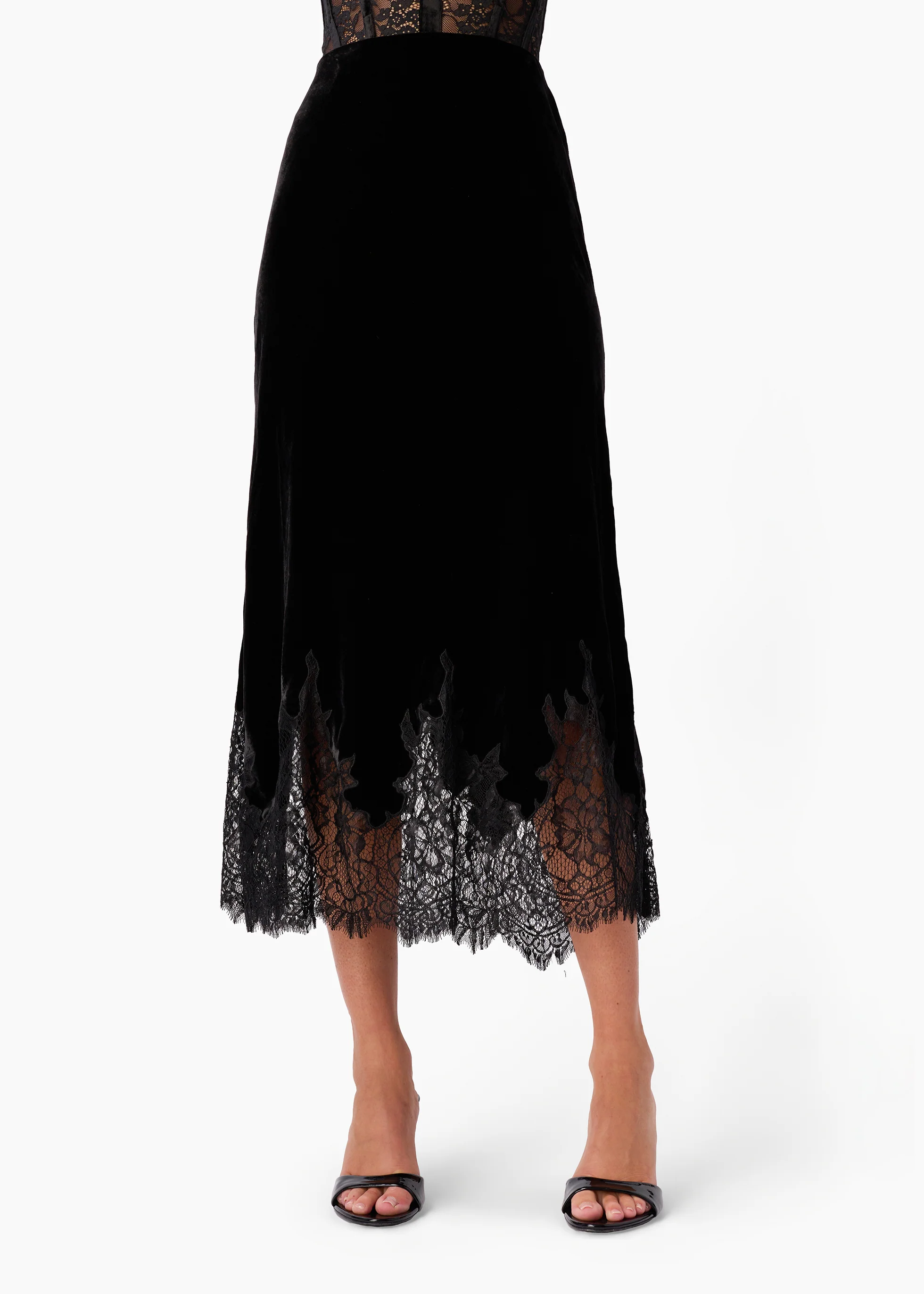 Georgiana Velvet Midi Skirt Black