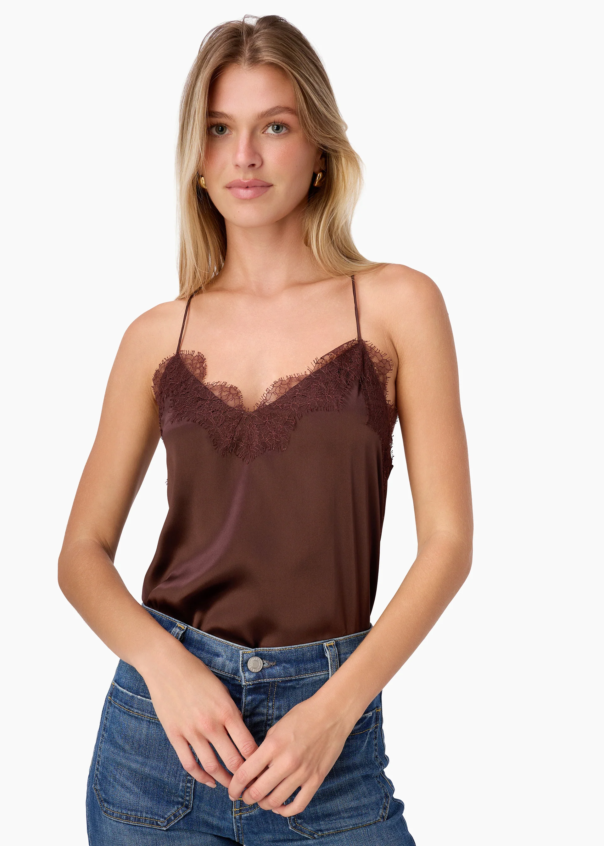 Racer Charmeuse Camisole Sable