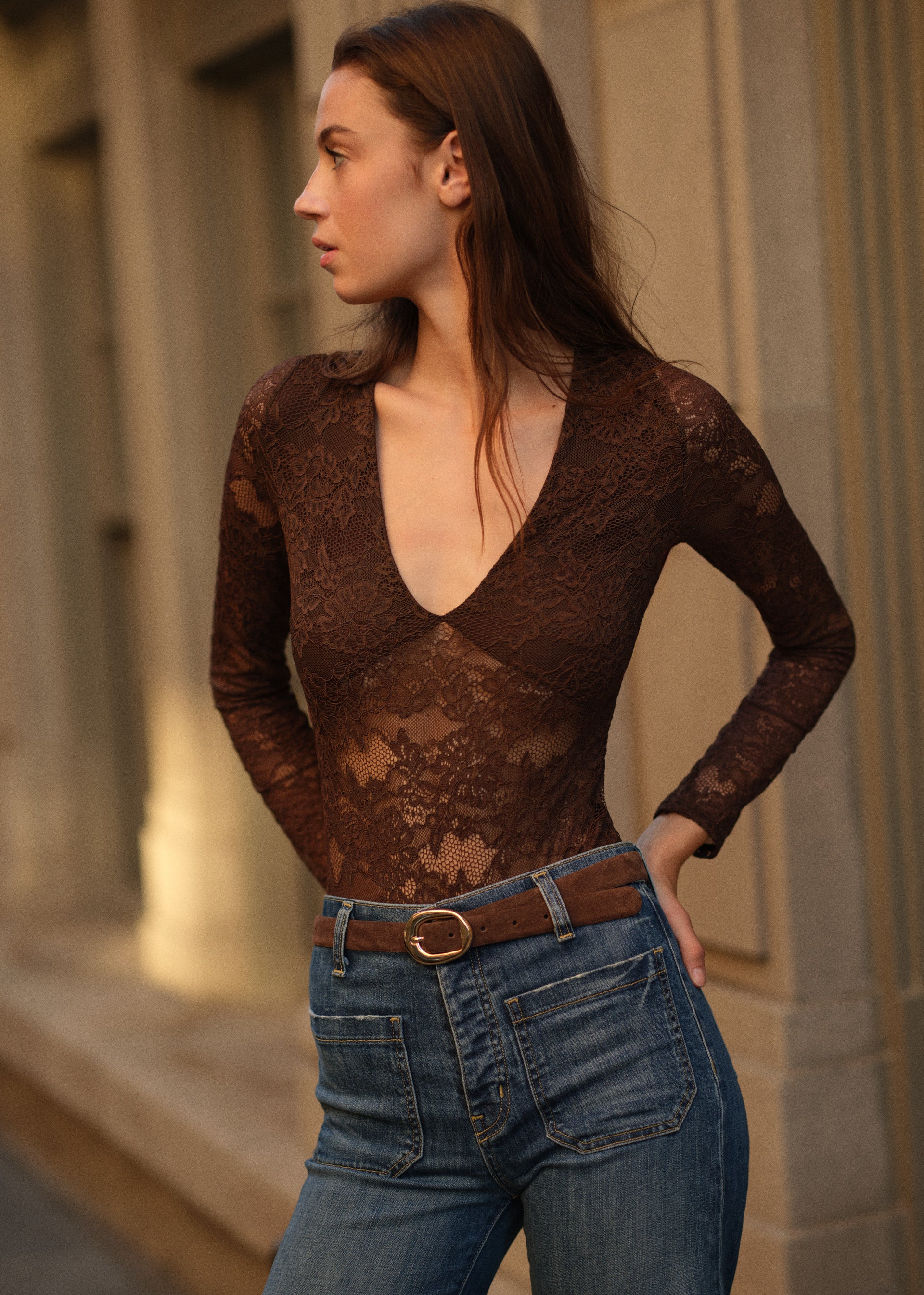 Nami Lace Bodysuit Sable