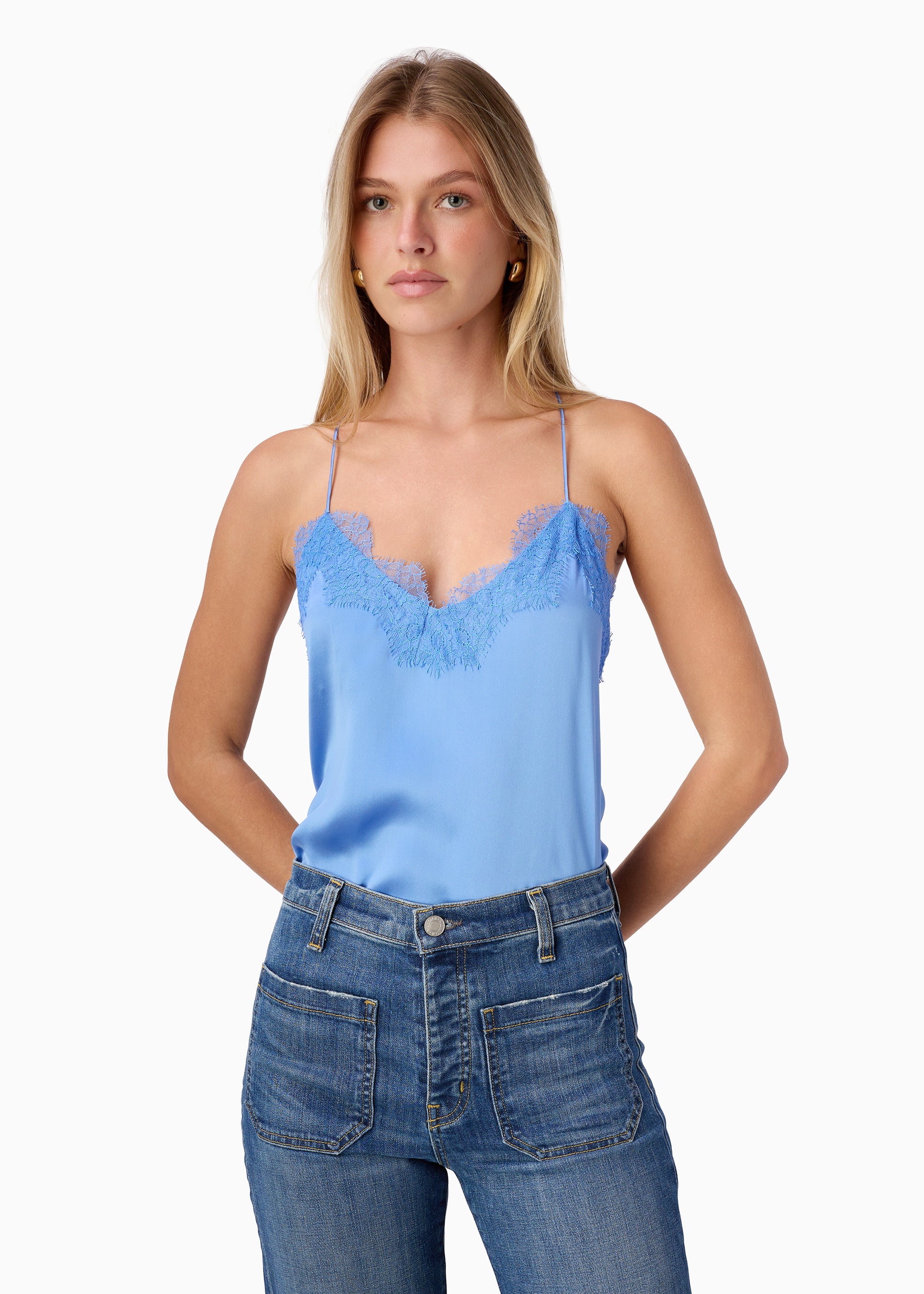 Racer Charmeuse Camisole Cerulean
