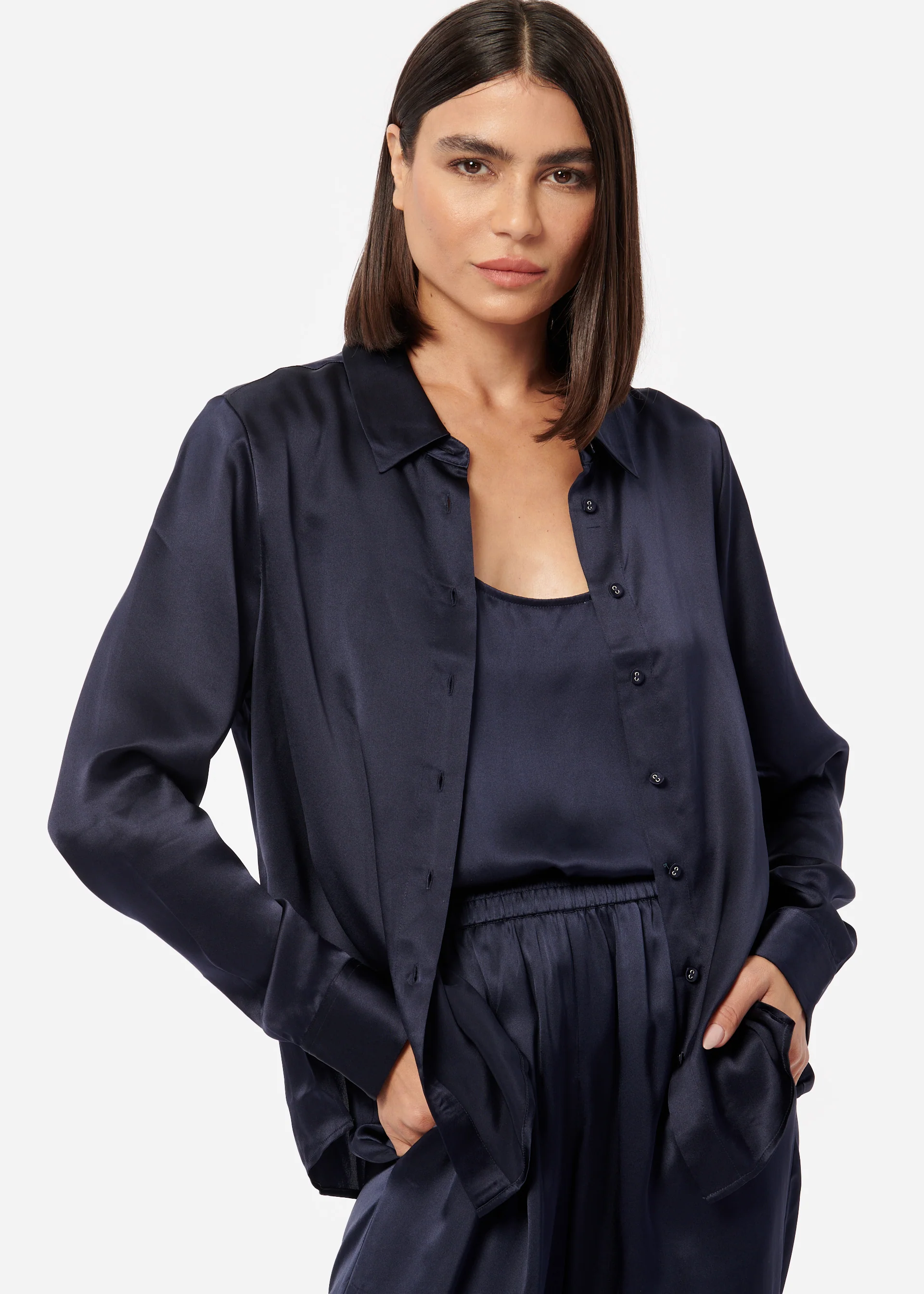 Crosby Silk Blouse Navy