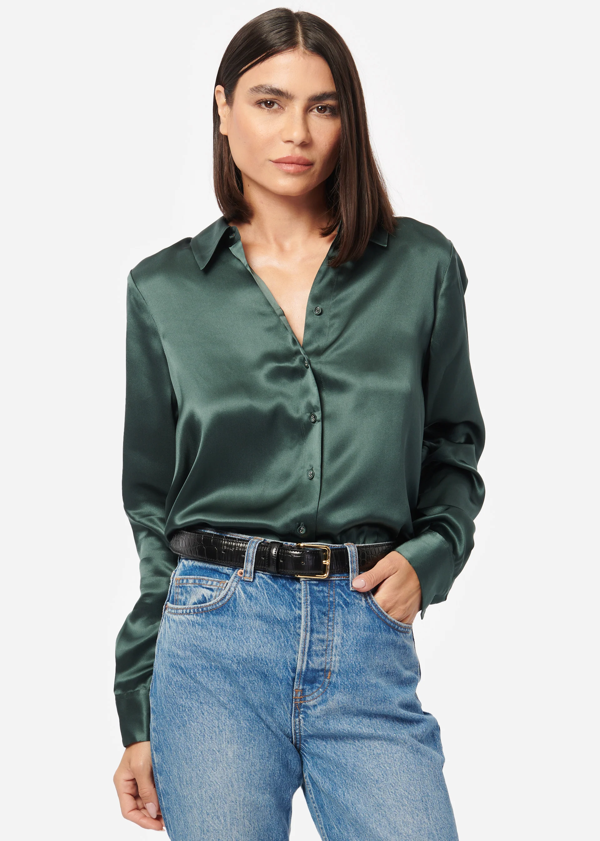 Crosby Silk Blouse Hunter