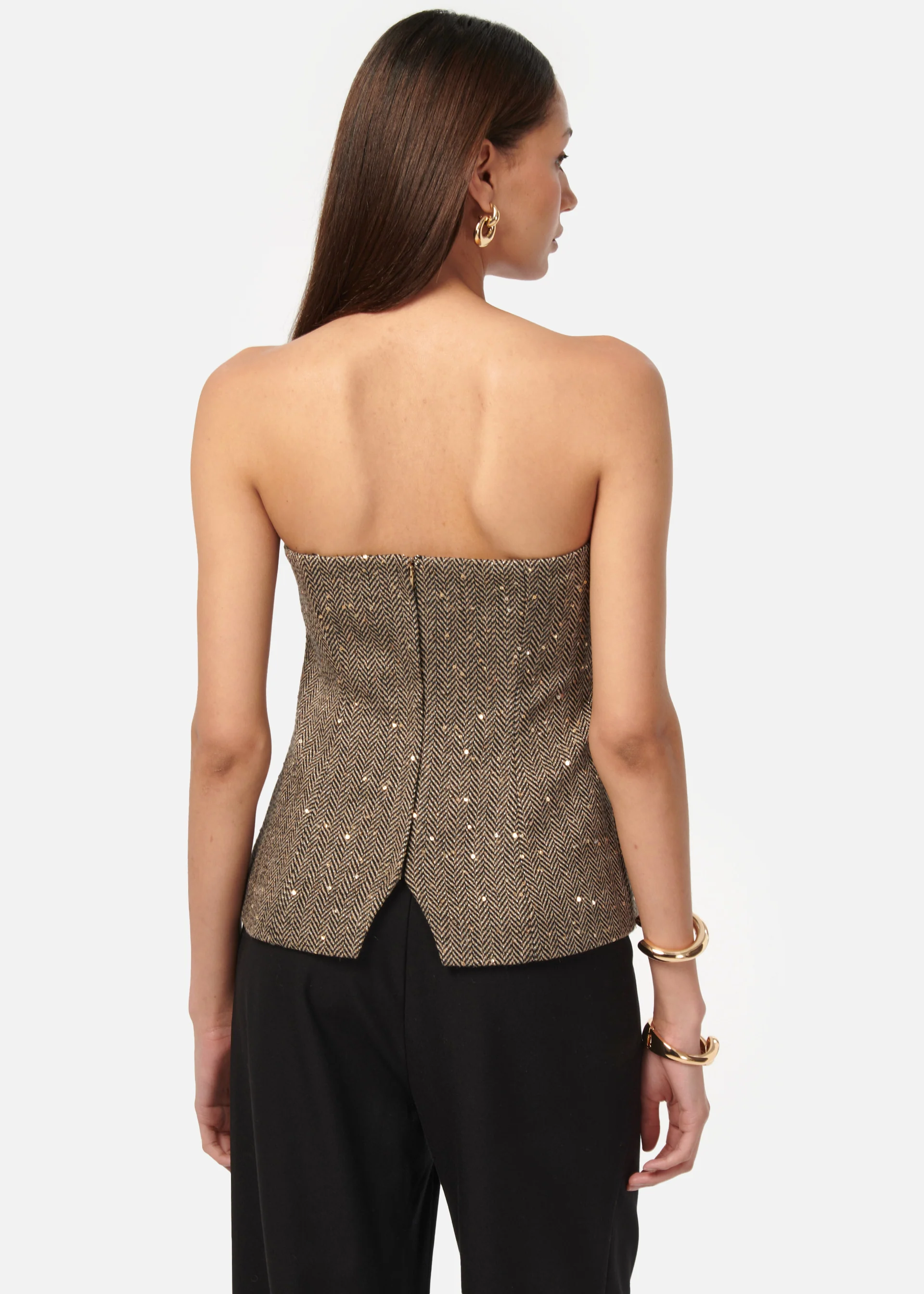 Elliot Sequin Tweed Top Black and Tan 5 Elliot Sequin Tweed Top Black and Tan