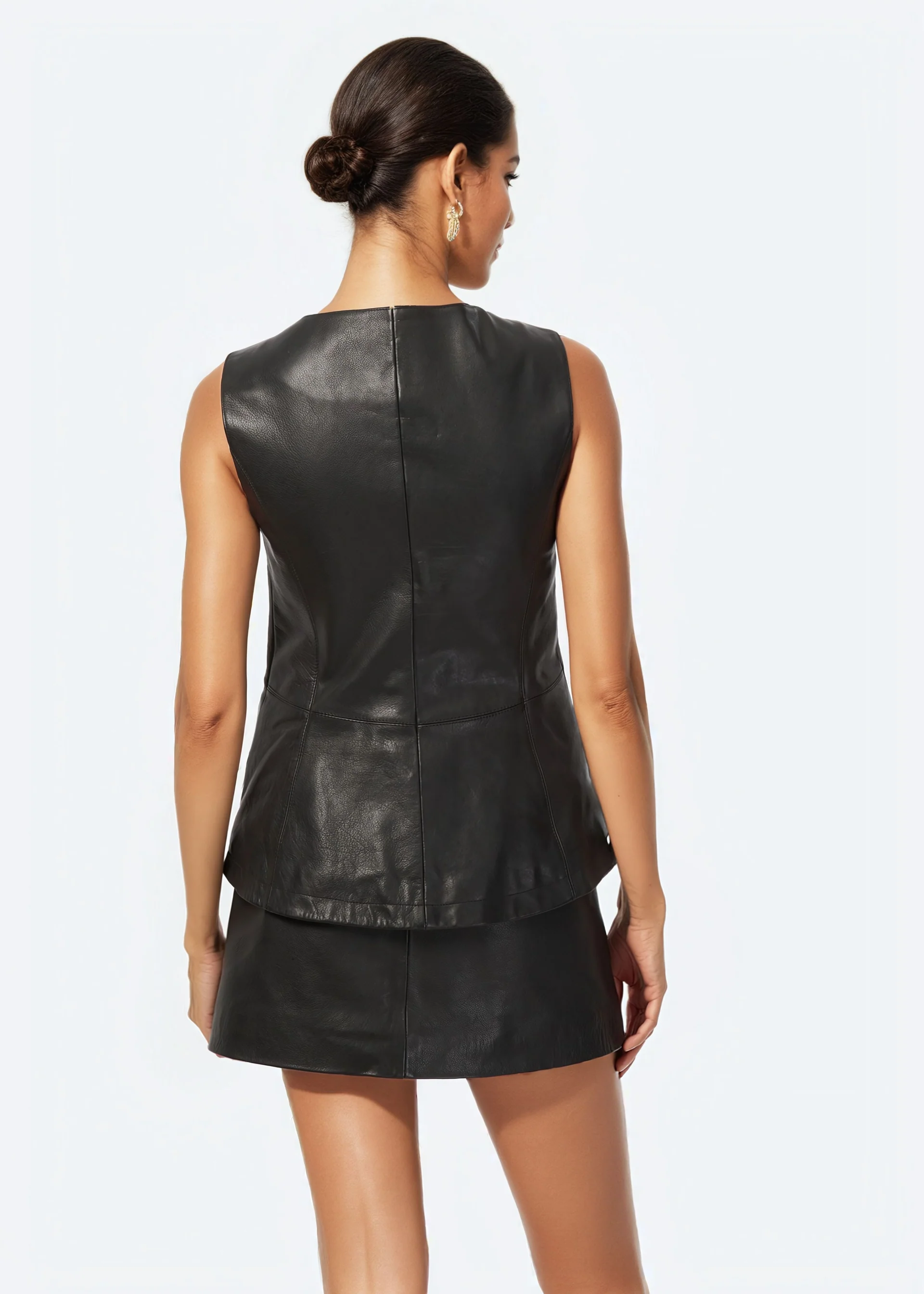Yelan Genuine Leather Vest Black 4 Yelan Genuine Leather Vest Black