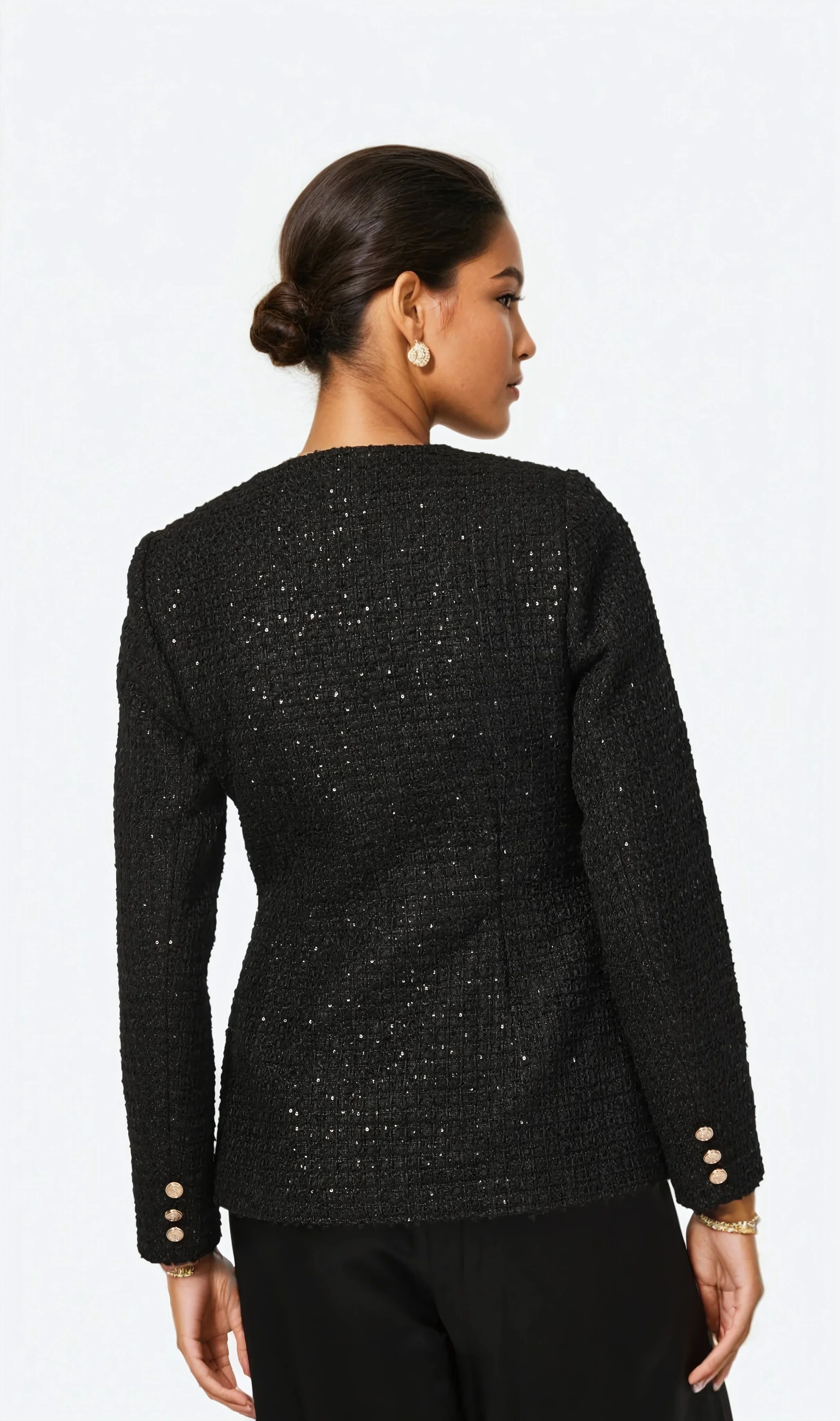 Wrenley Sequin Tweed Blazer Black 4 Wrenley Sequin Tweed Blazer Black