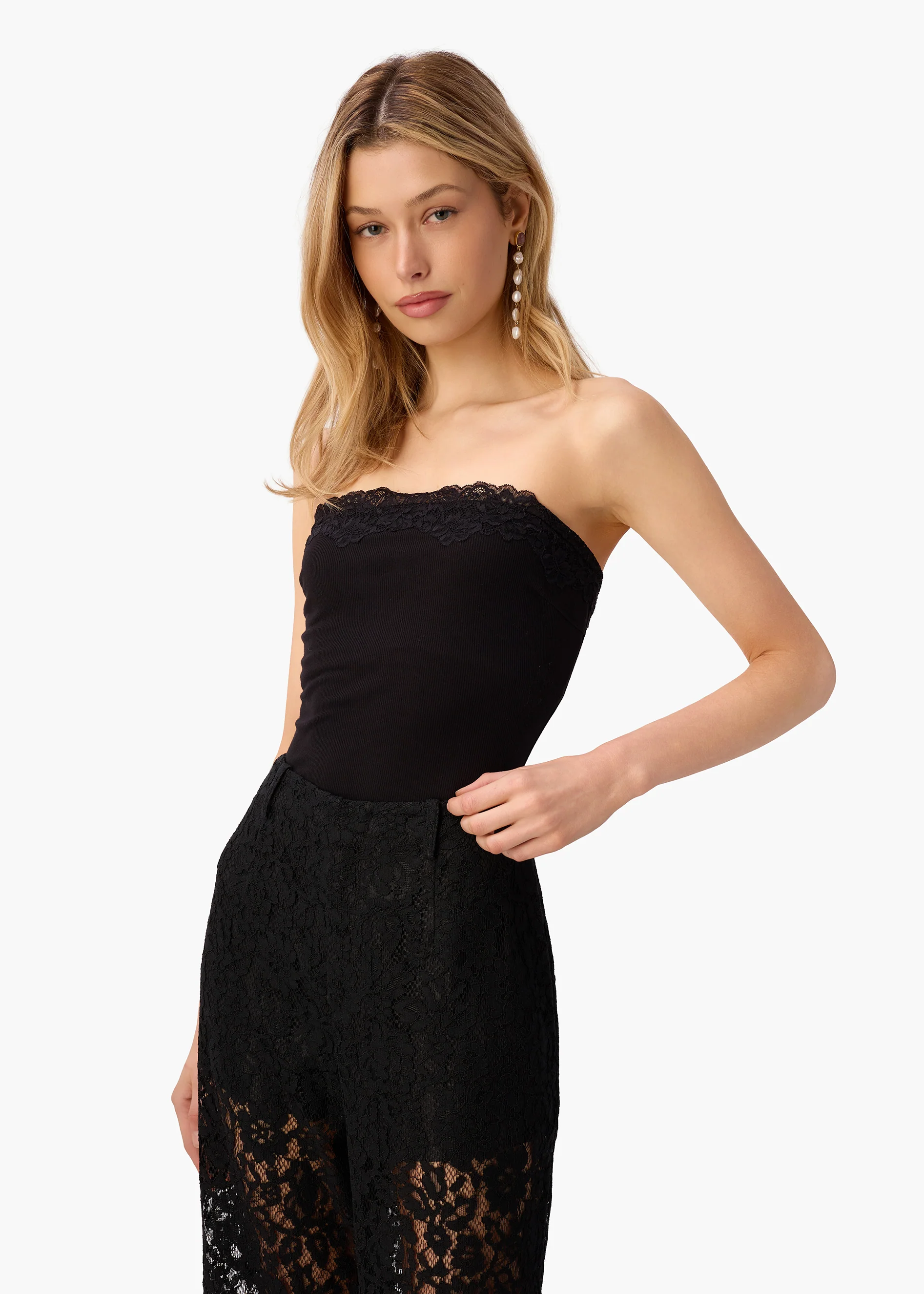 Rama Strapless Rib Knit Camisole Black 5 Rama Strapless Rib Knit Camisole Black