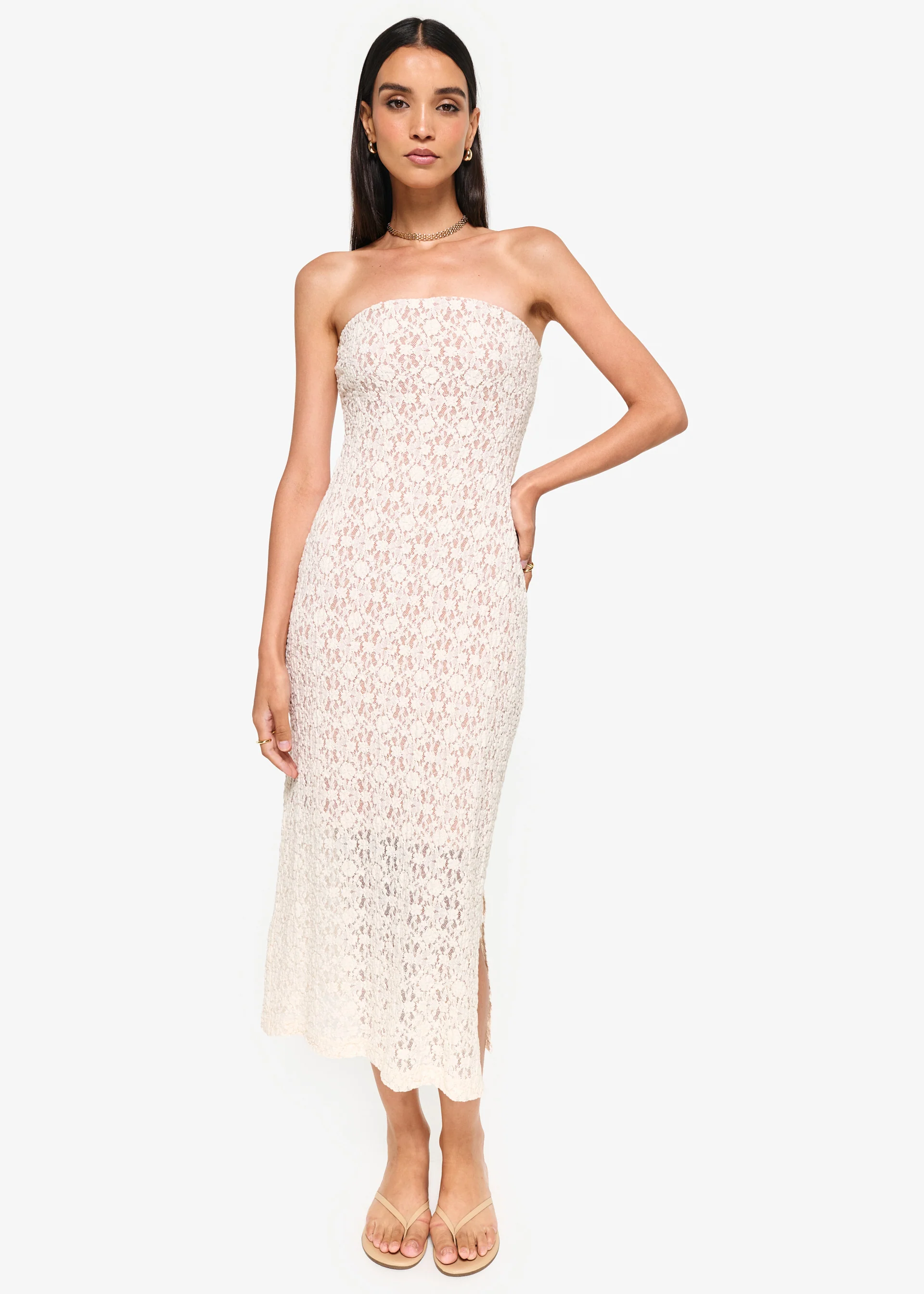 Castela Stretch Lace Dress Bone