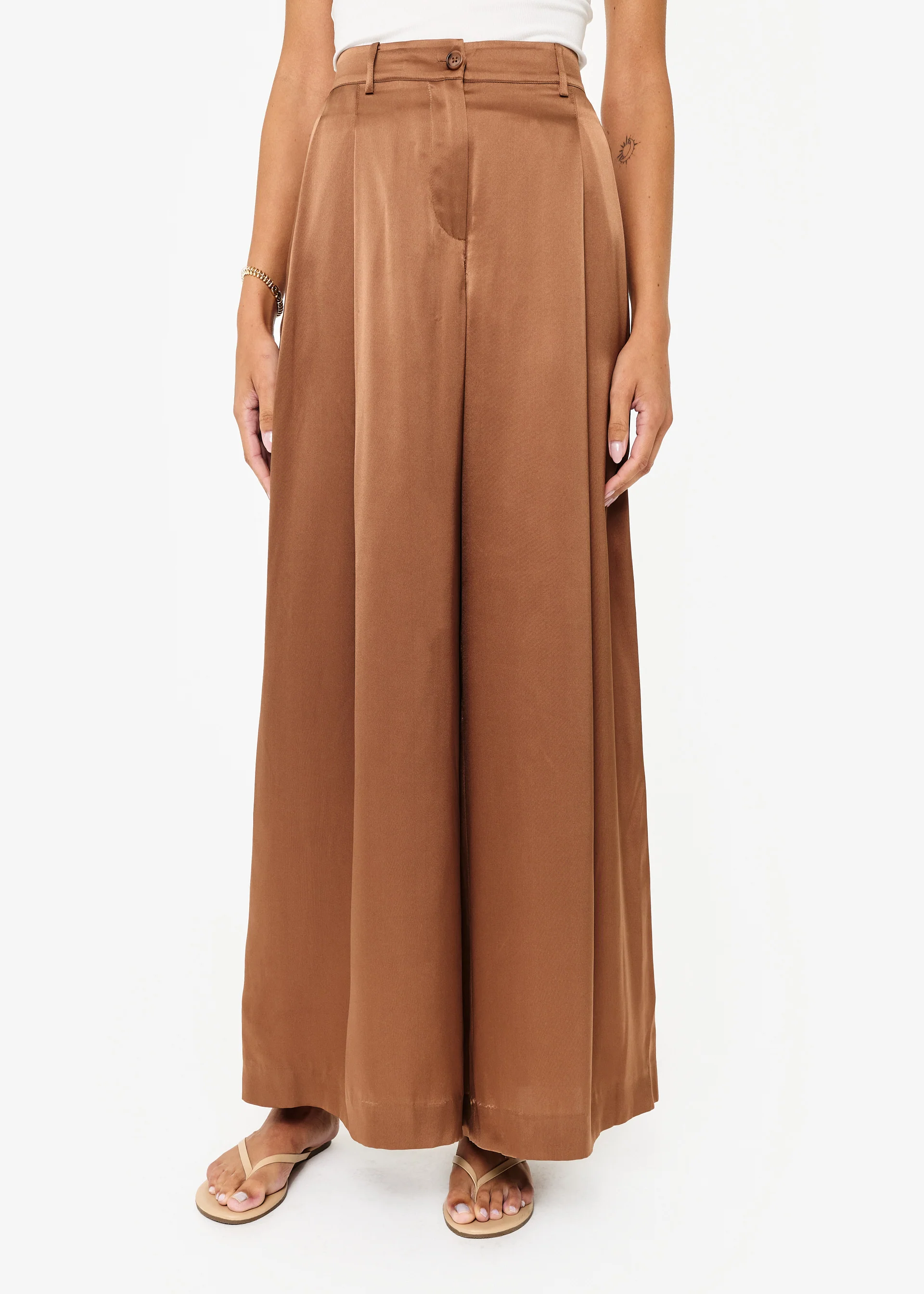 Fabian Wide Leg High Rise Pant Carob