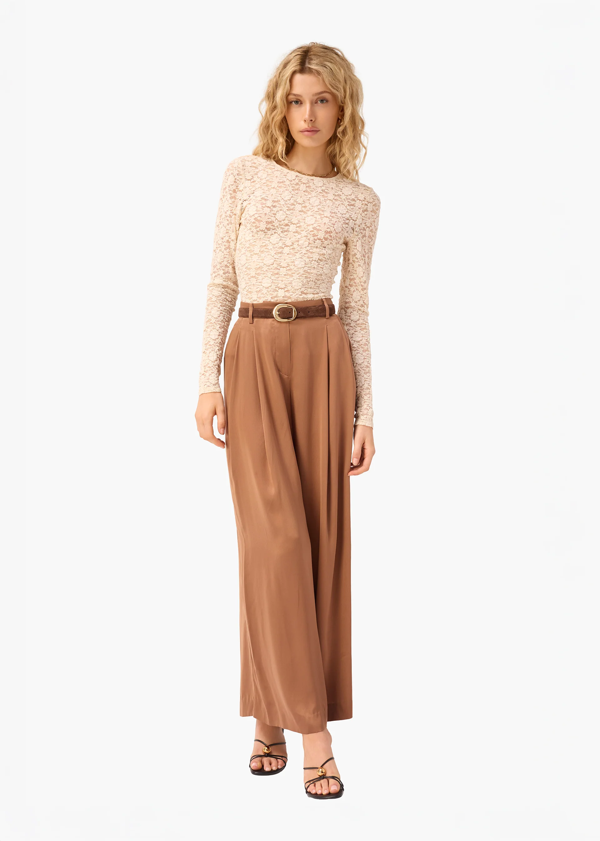 Fabian Wide Leg High Rise Pant Carob 3 Fabian Wide Leg High Rise Pant Carob