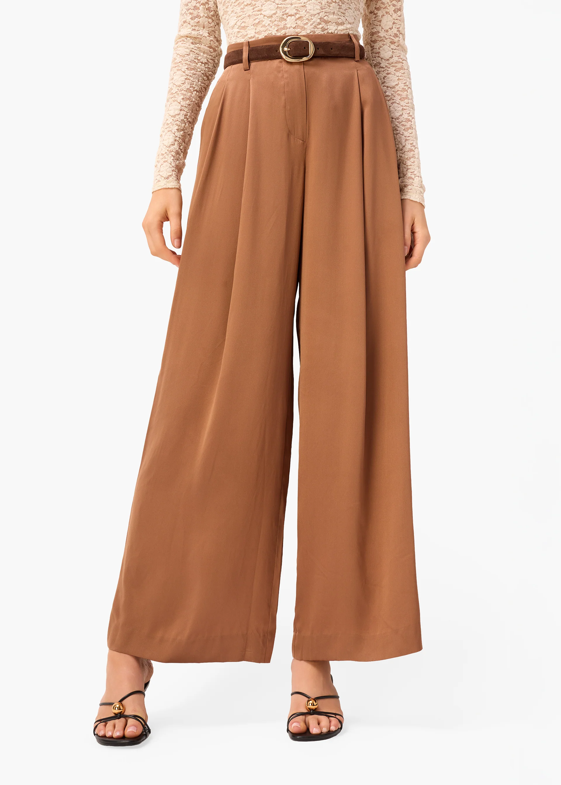 Fabian Wide Leg High Rise Pant Carob 4 Fabian Wide Leg High Rise Pant Carob