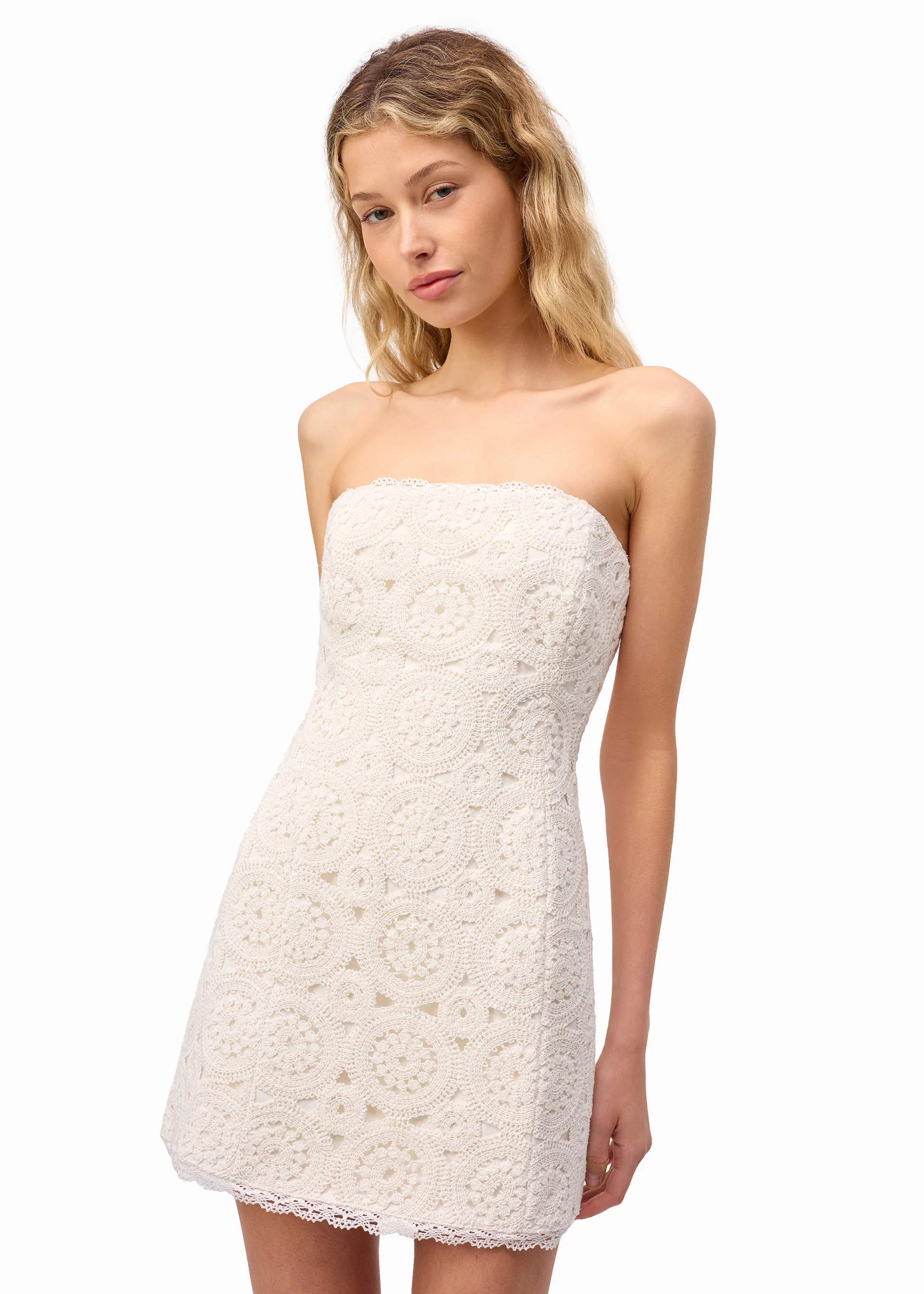 Yareli Crochet Mini Dress Macadamia