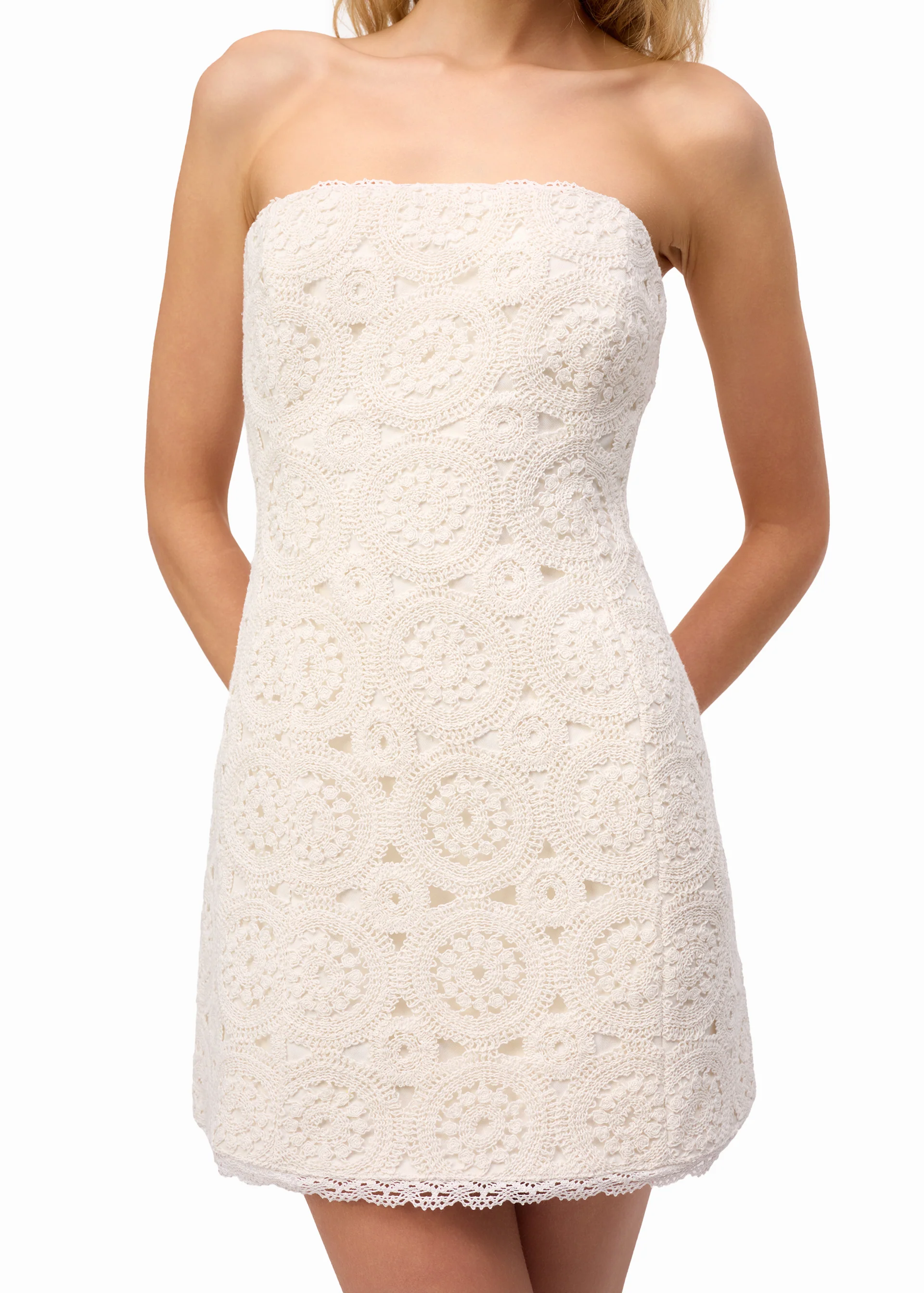 Yareli Crochet Mini Dress Macadamia