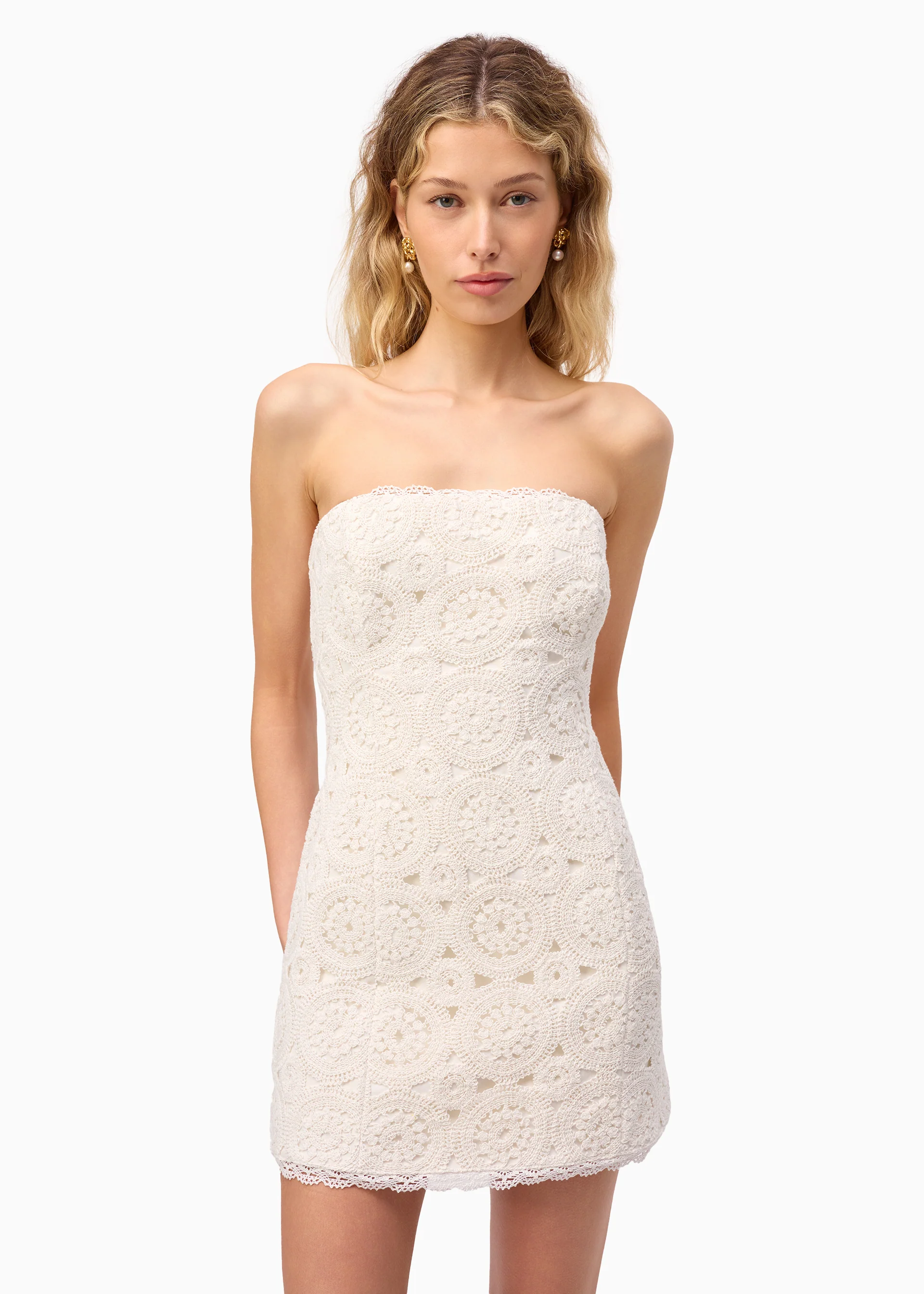 Yareli Crochet Mini Dress Macadamia 5 Yareli Crochet Mini Dress Macadamia